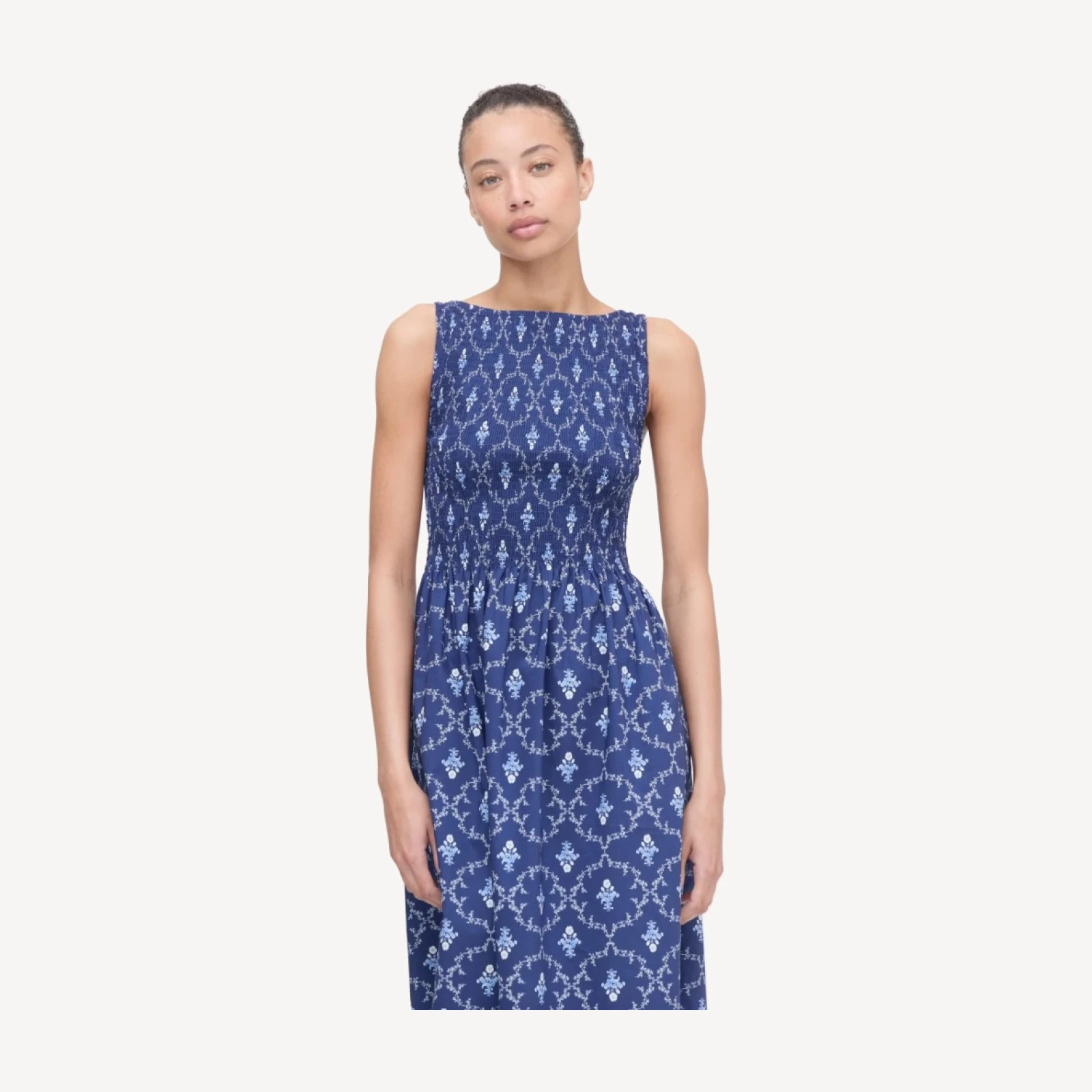 The Cosima Nap Dress - Navy Trellis