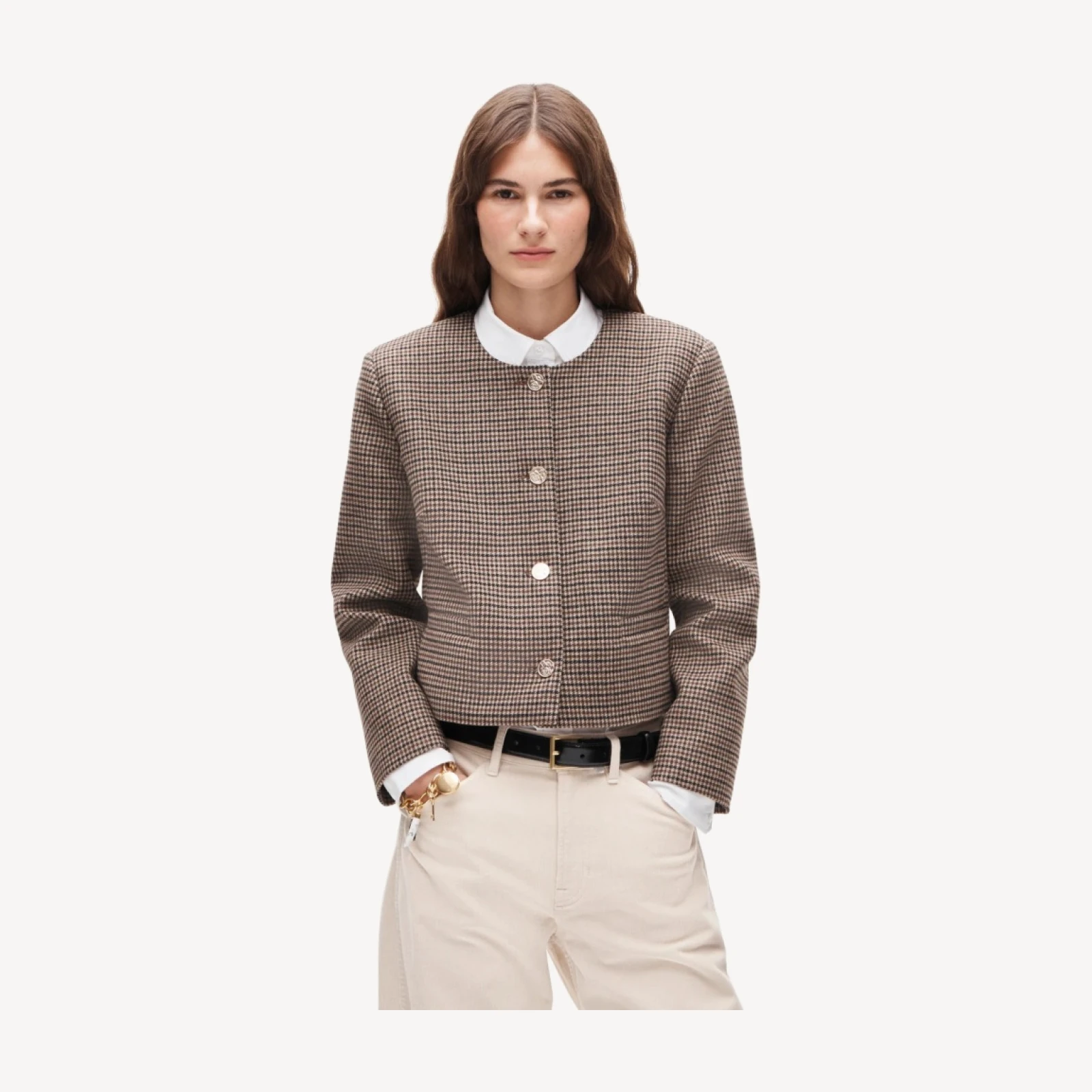 Lady jacket in houndstooth wool blend