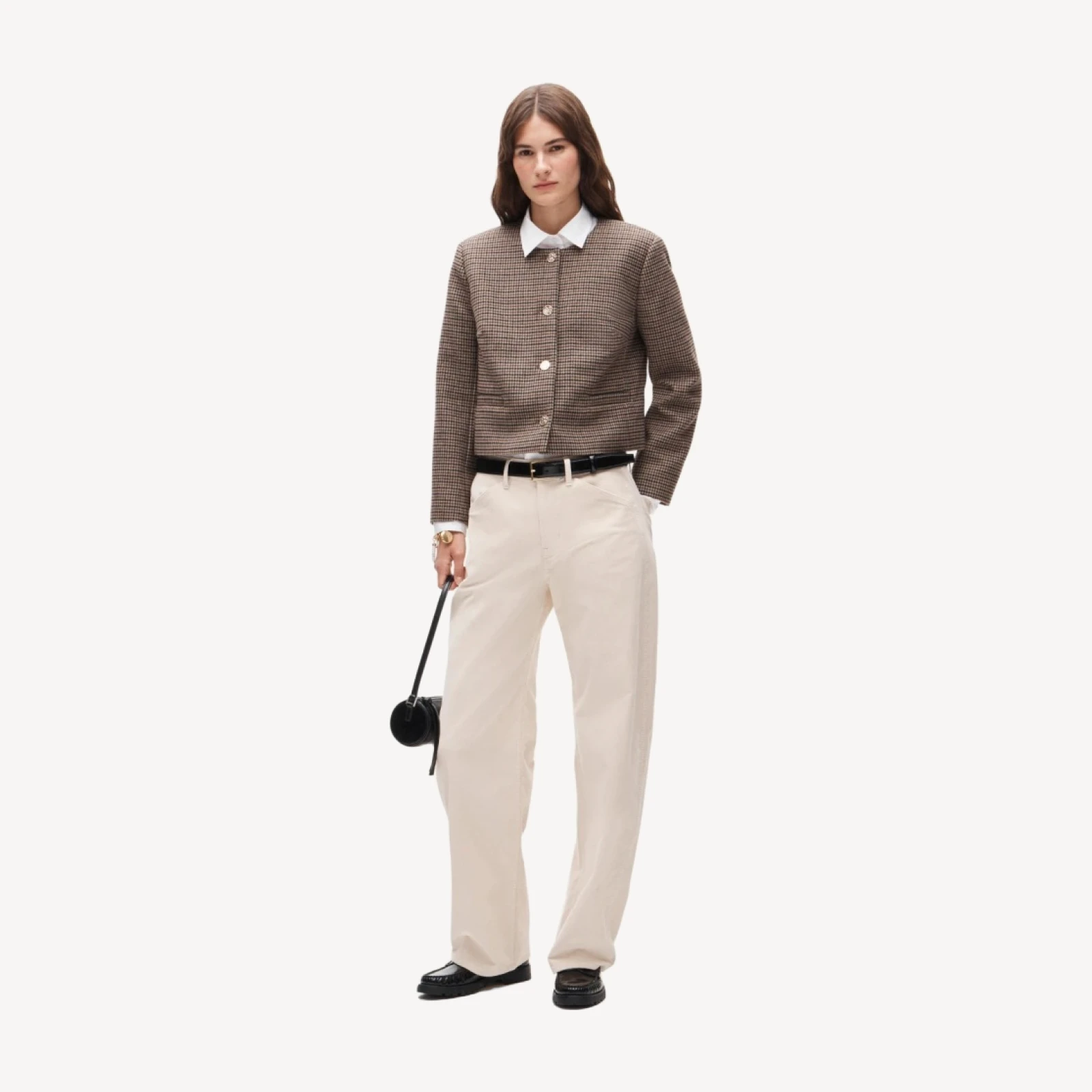 Lady jacket in houndstooth wool blend