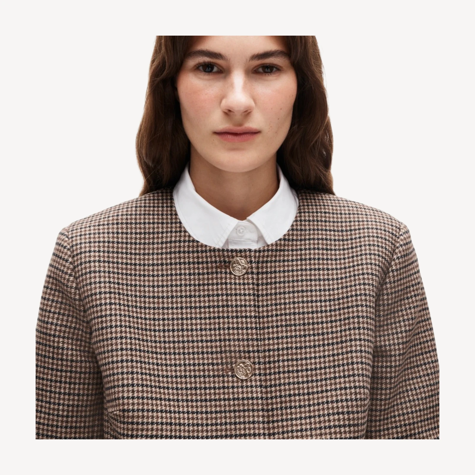 Lady jacket in houndstooth wool blend