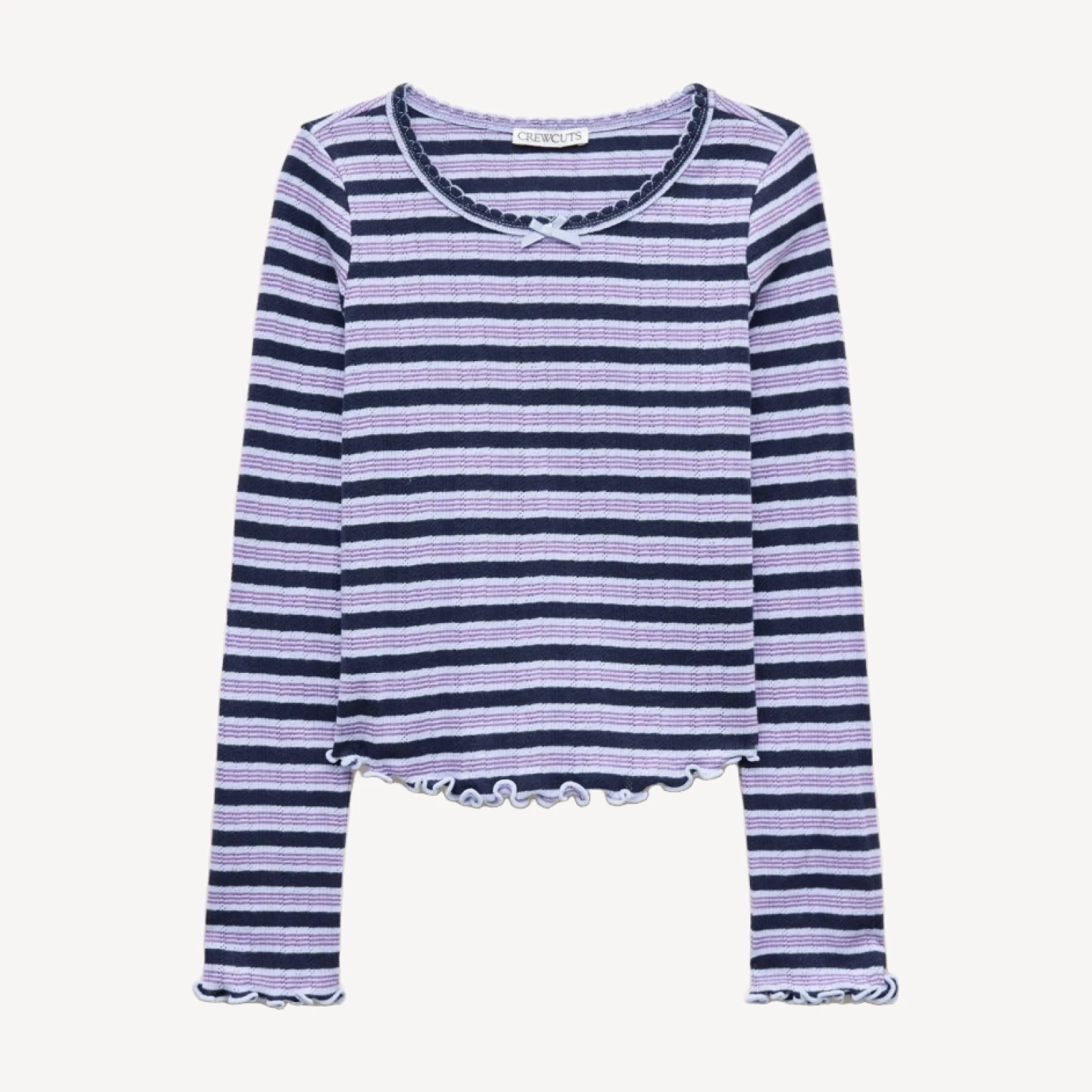 Girls' long-sleeve pointelle-knit T-shirt