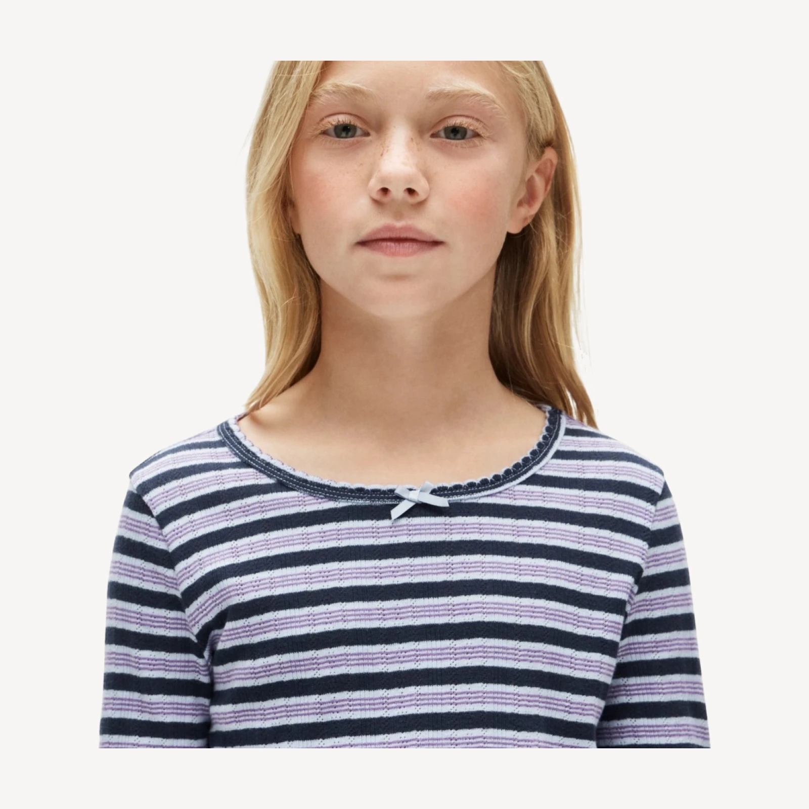 Girls' long-sleeve pointelle-knit T-shirt