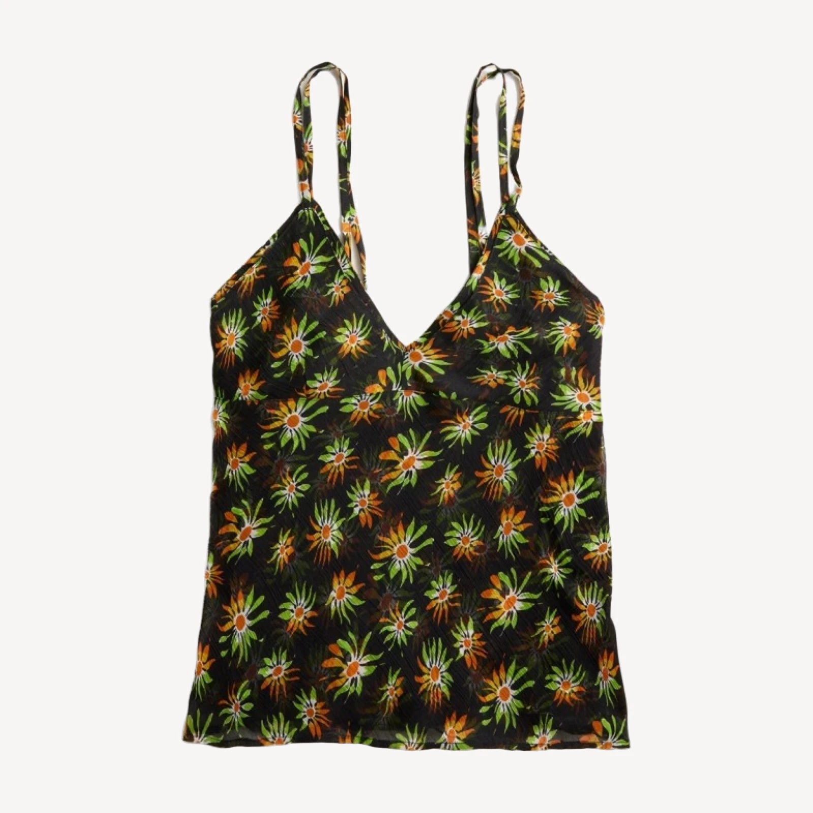 Crinkle chiffon camisole top in sunburst floral