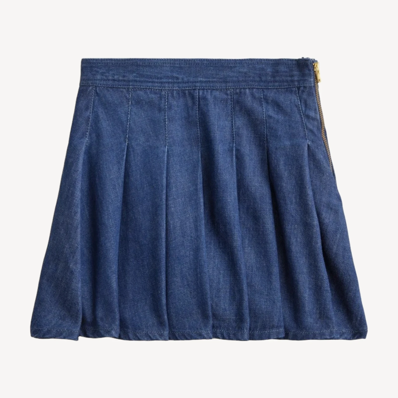 Girls' pleated skirt in drapey denim