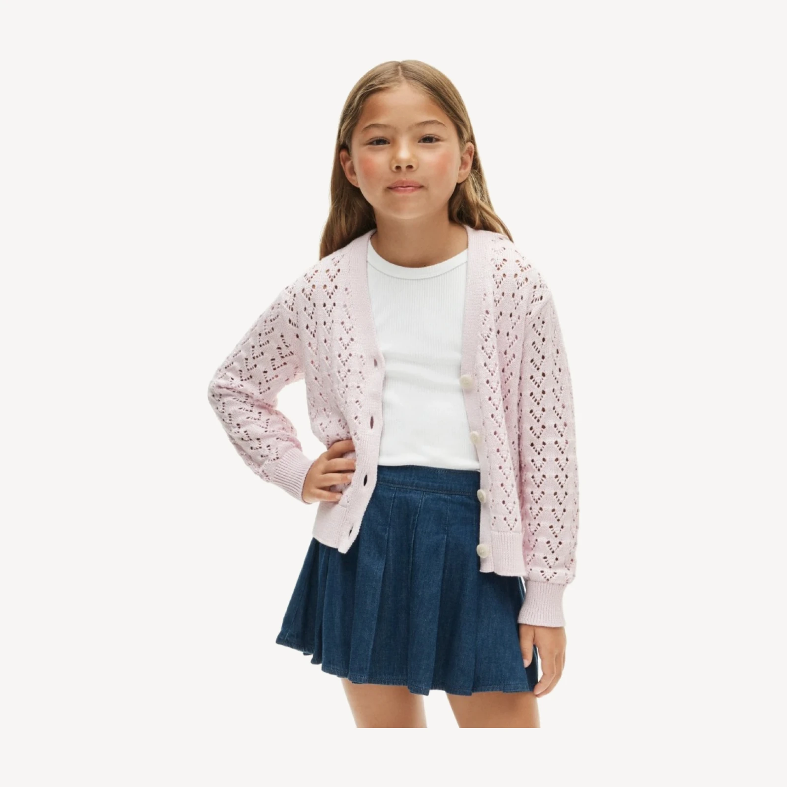 Girls' pleated skirt in drapey denim