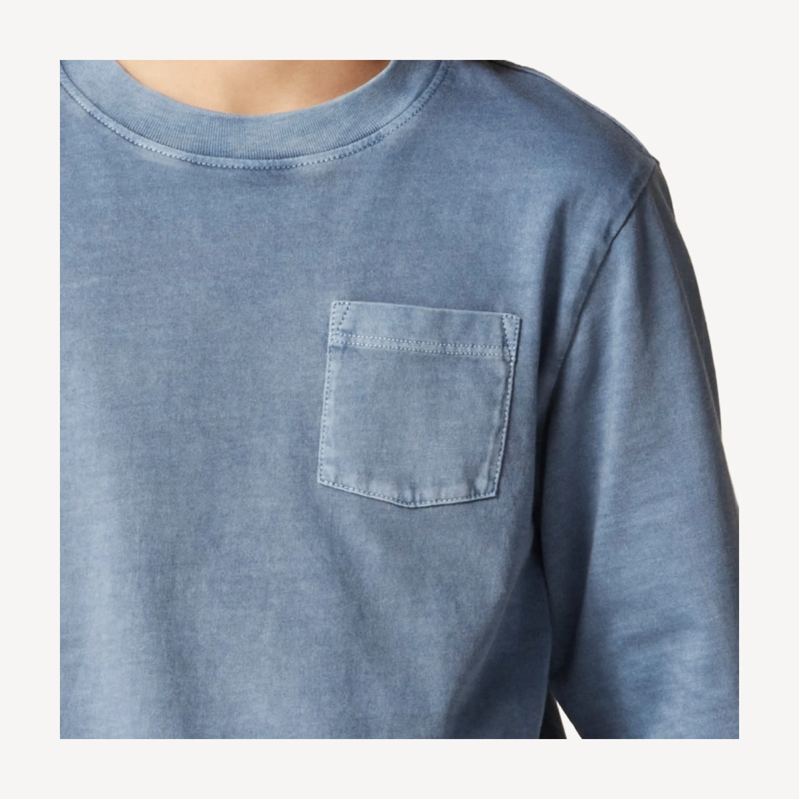 Kids' long-sleeve garment-dyed pocket T-shirt in broken-in-jersey