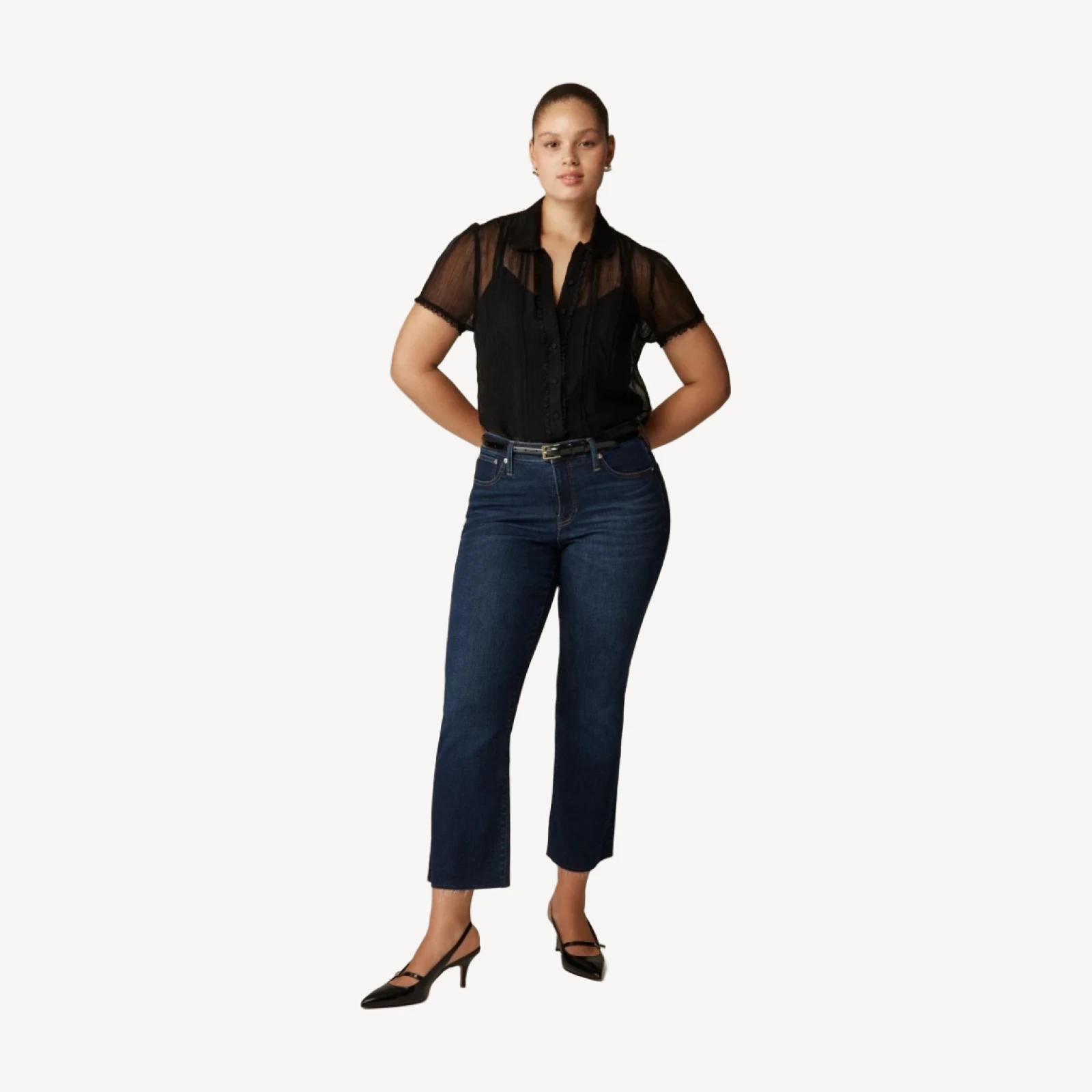 Mid-rise kickout jean