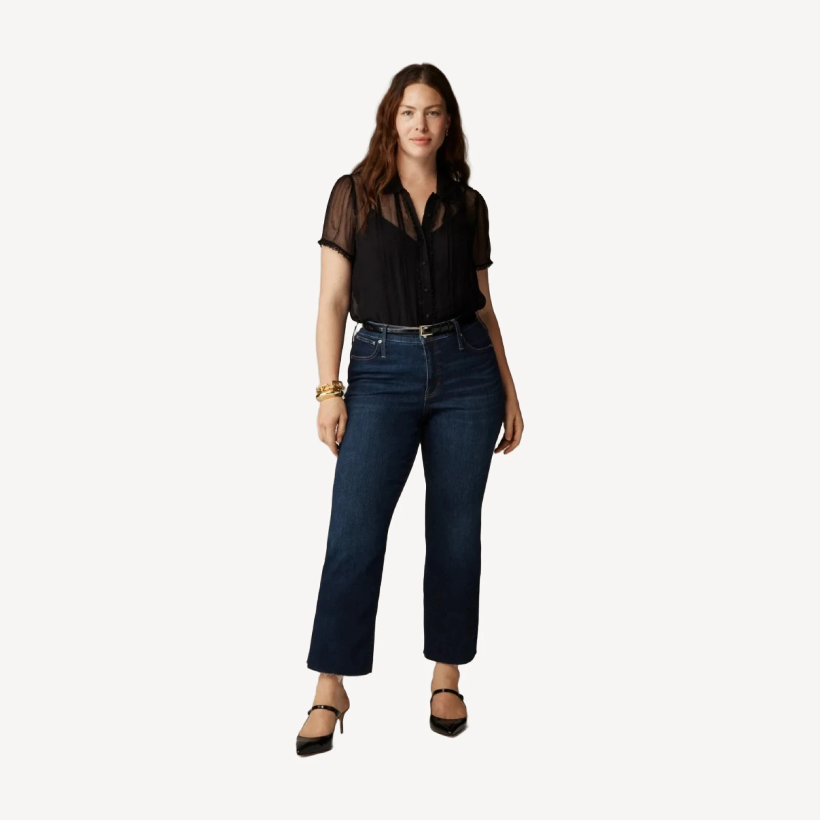 Mid-rise kickout jean