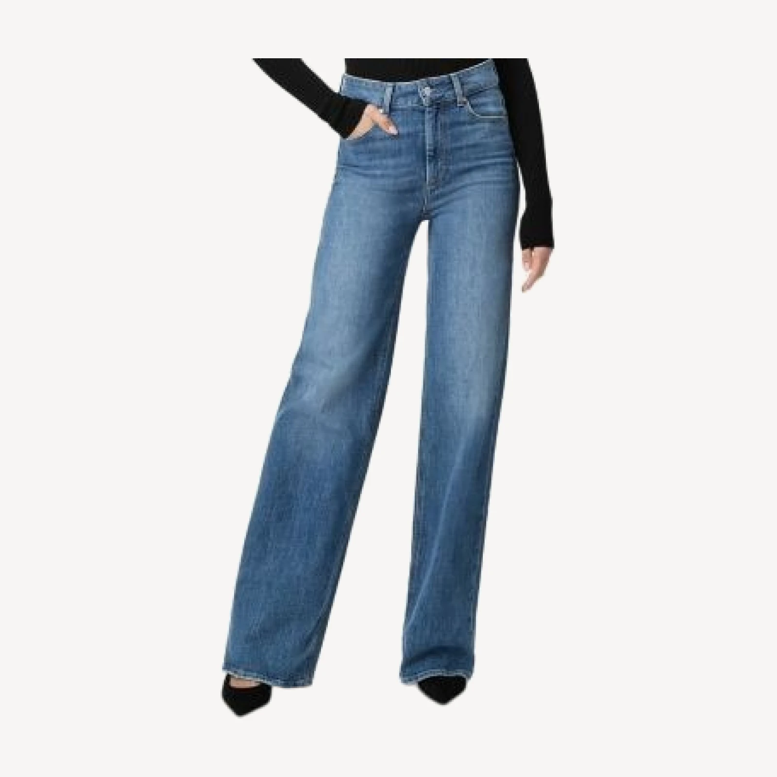 Paige Sasha High Rise Wide Jeans in Stefania Distressed