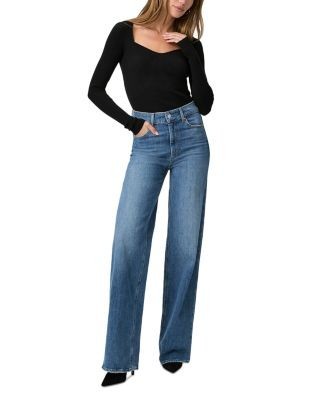 Paige Sasha High Rise Wide Jeans in Stefania Distressed