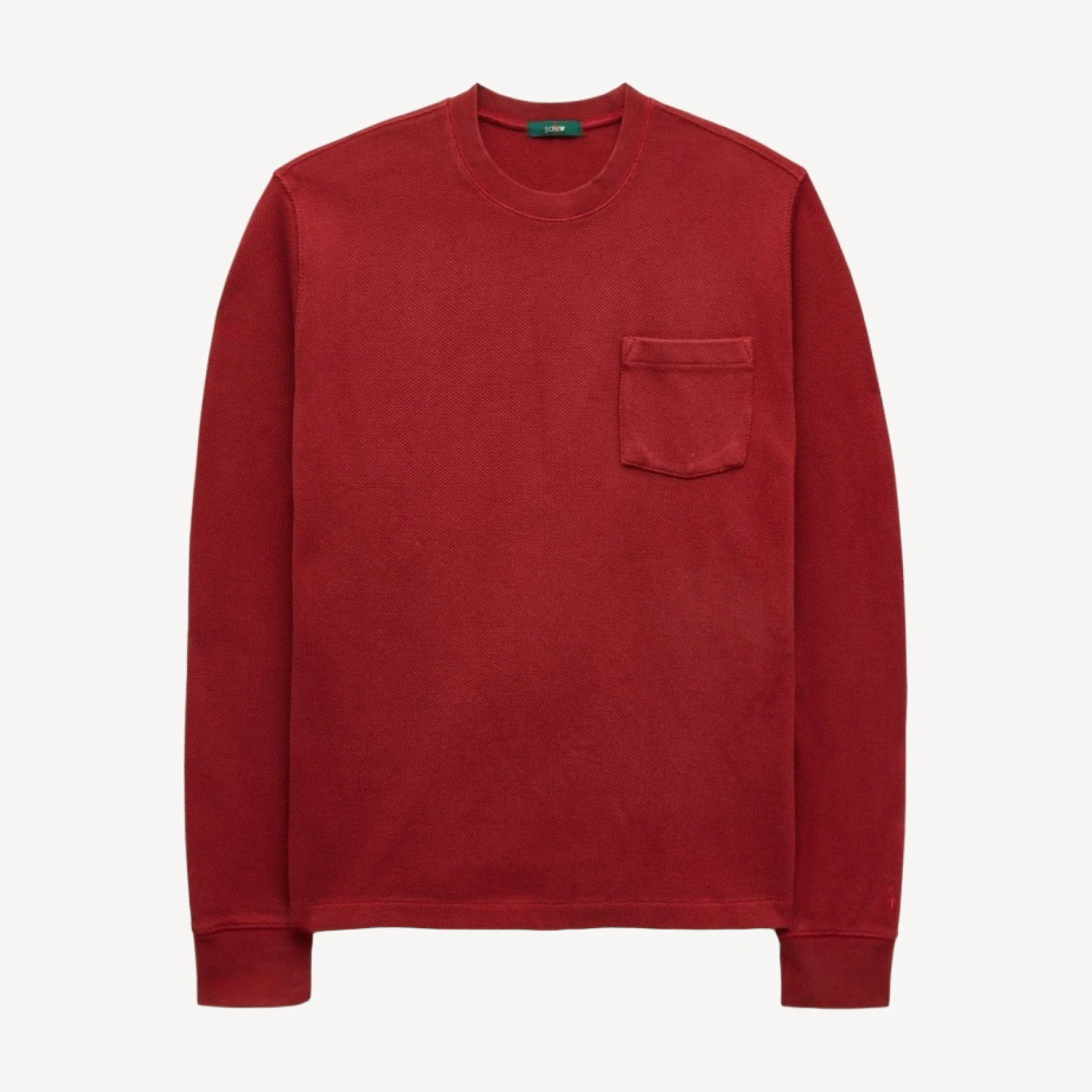 Long-sleeve macropiqué cotton T-shirt