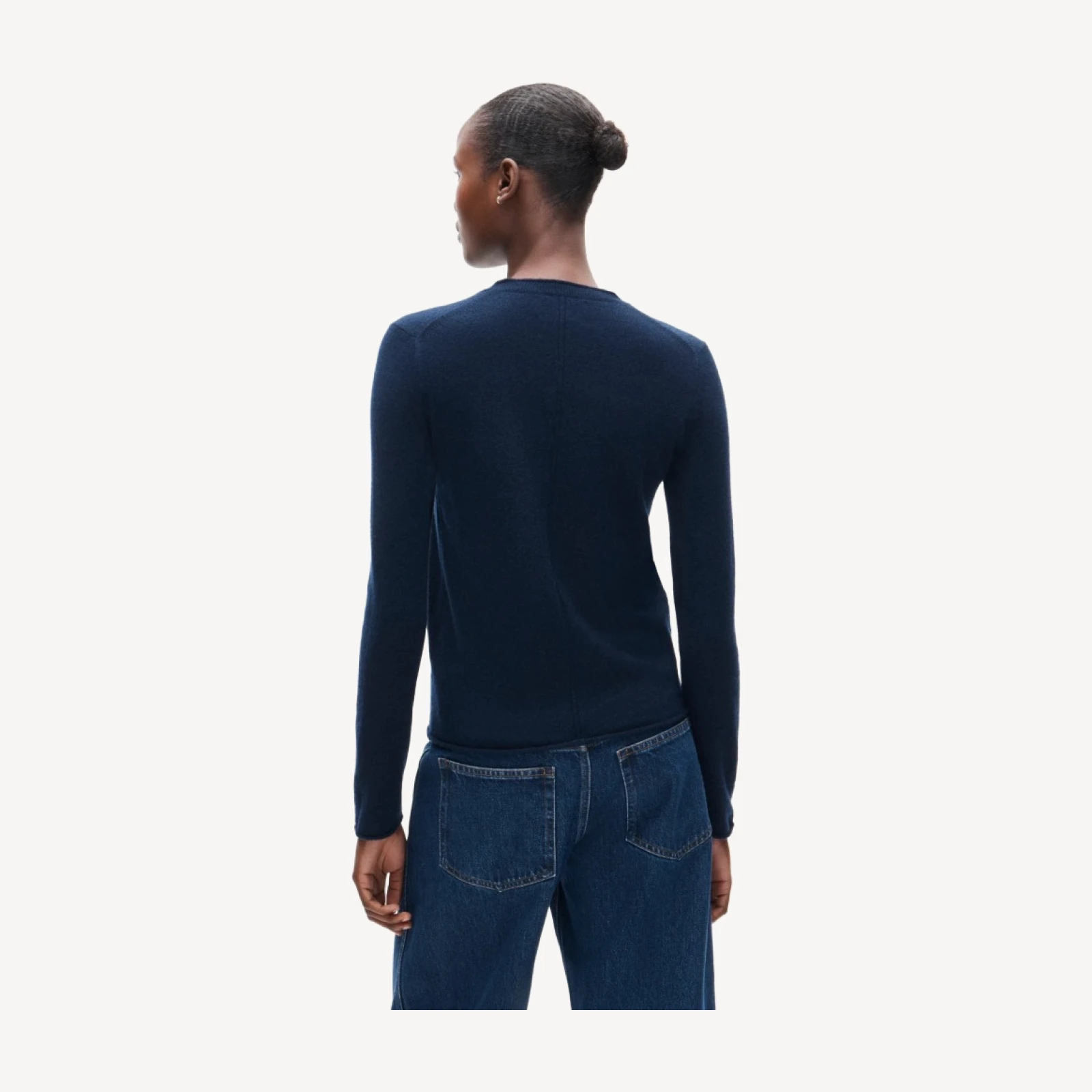 Rolled cashmere long-sleeve sweater