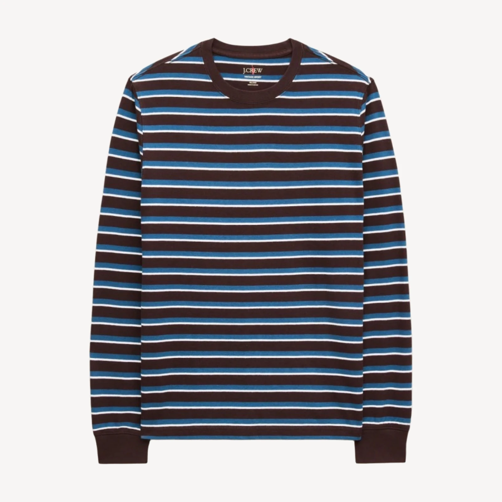 Vintage-wash cotton long-sleeve T-shirt in stripe