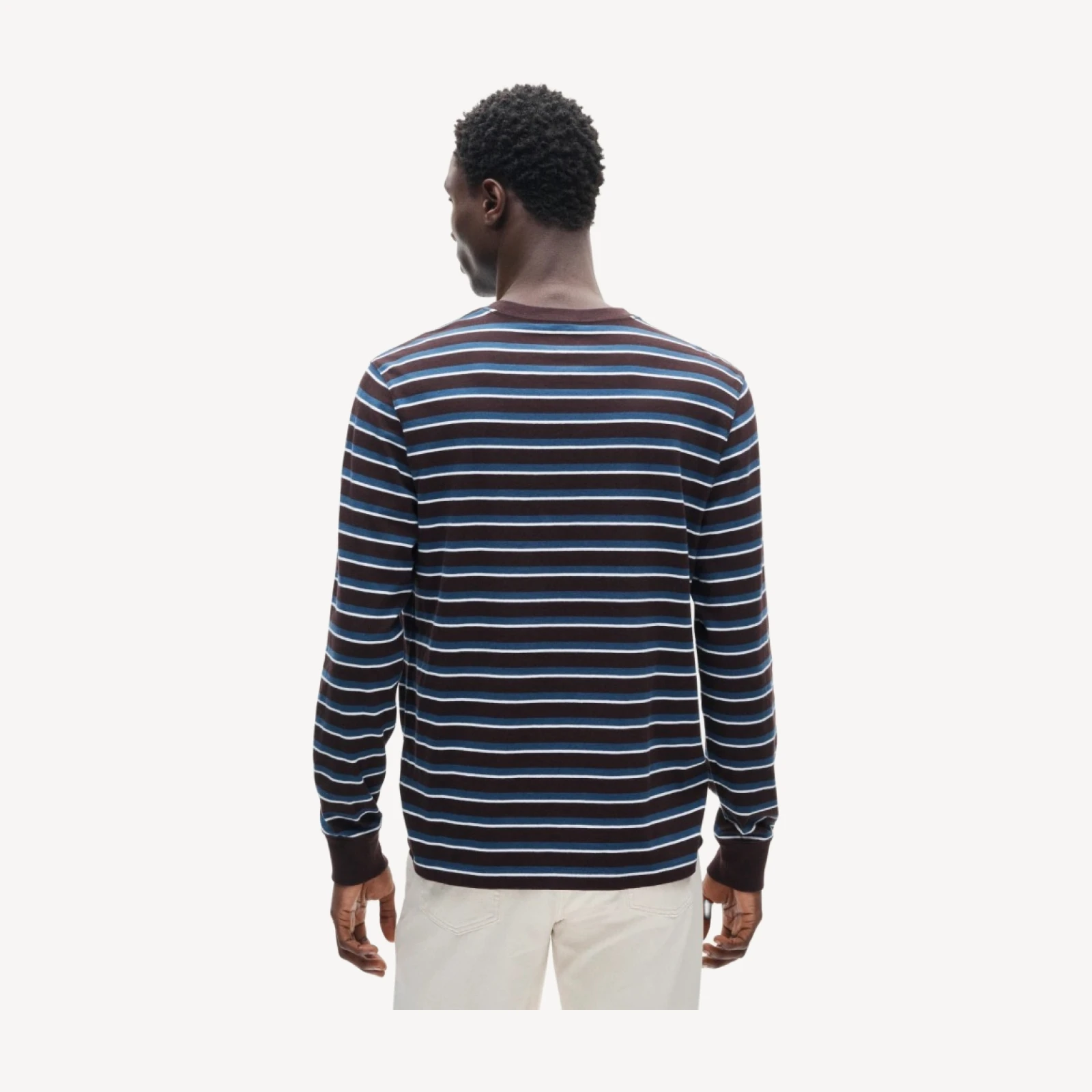 Vintage-wash cotton long-sleeve T-shirt in stripe