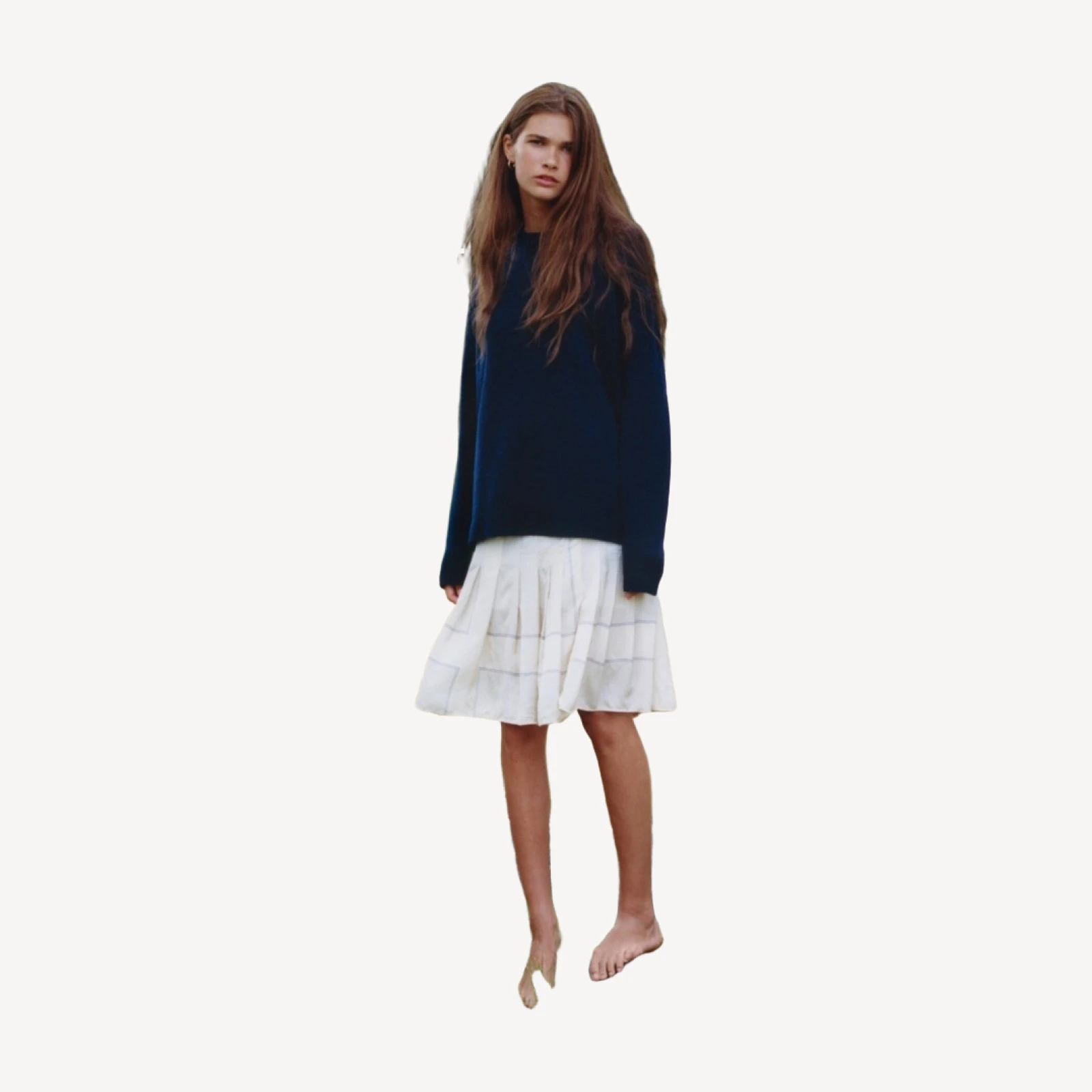 Pleated scarf-print skirt in drapey viscose twill
