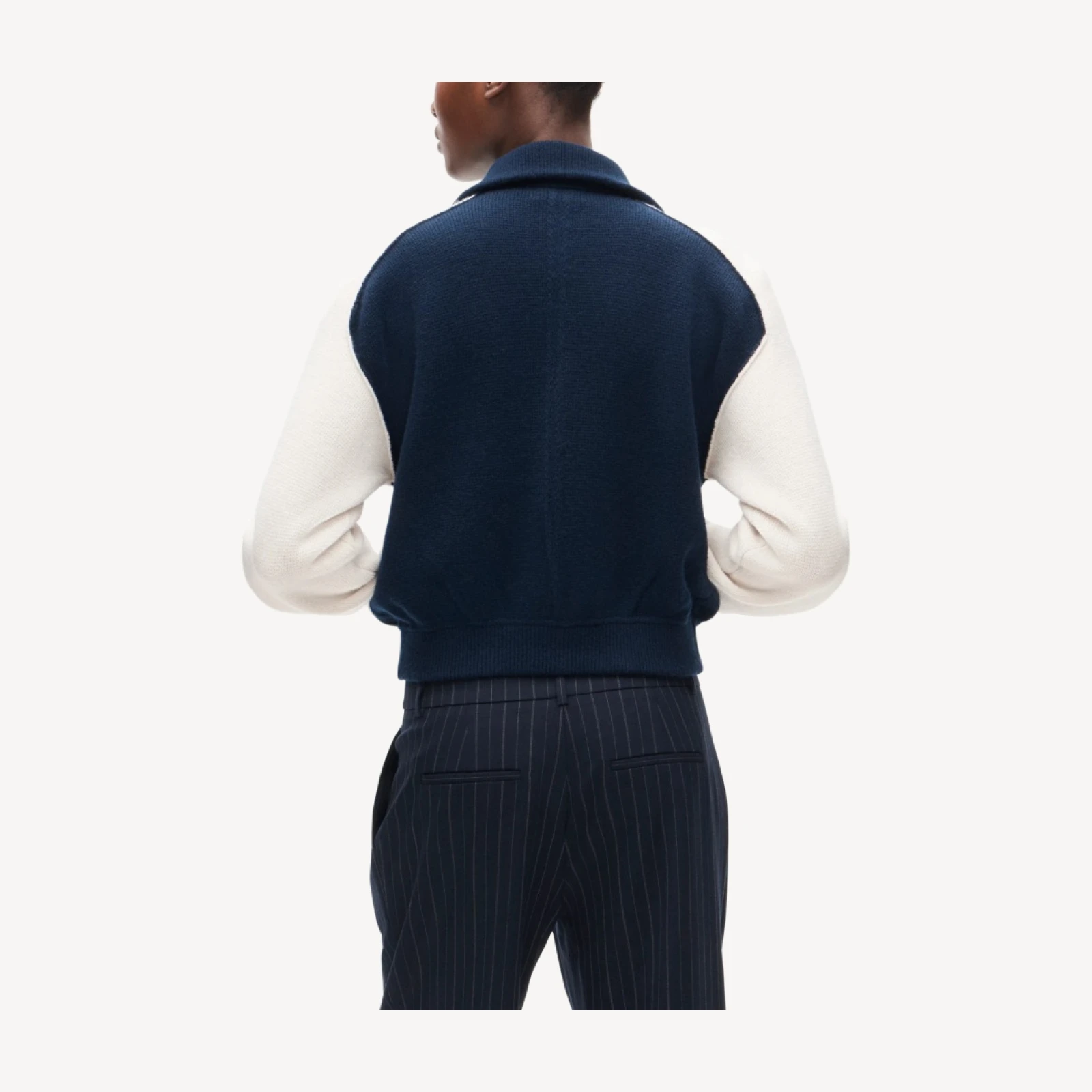 Bomber sweater-jacket in colorblock vintage wool