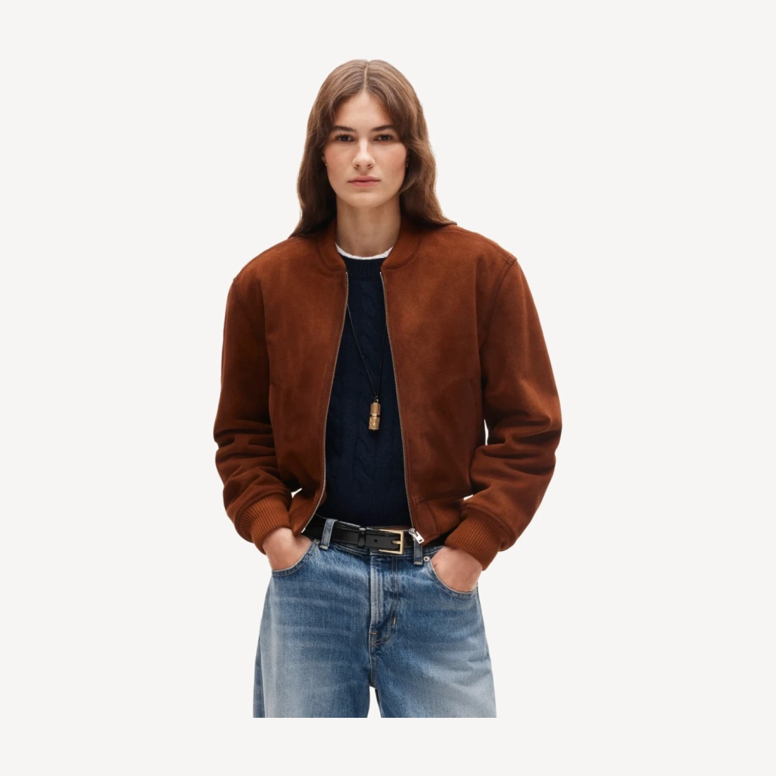Collection suede bomber jacket