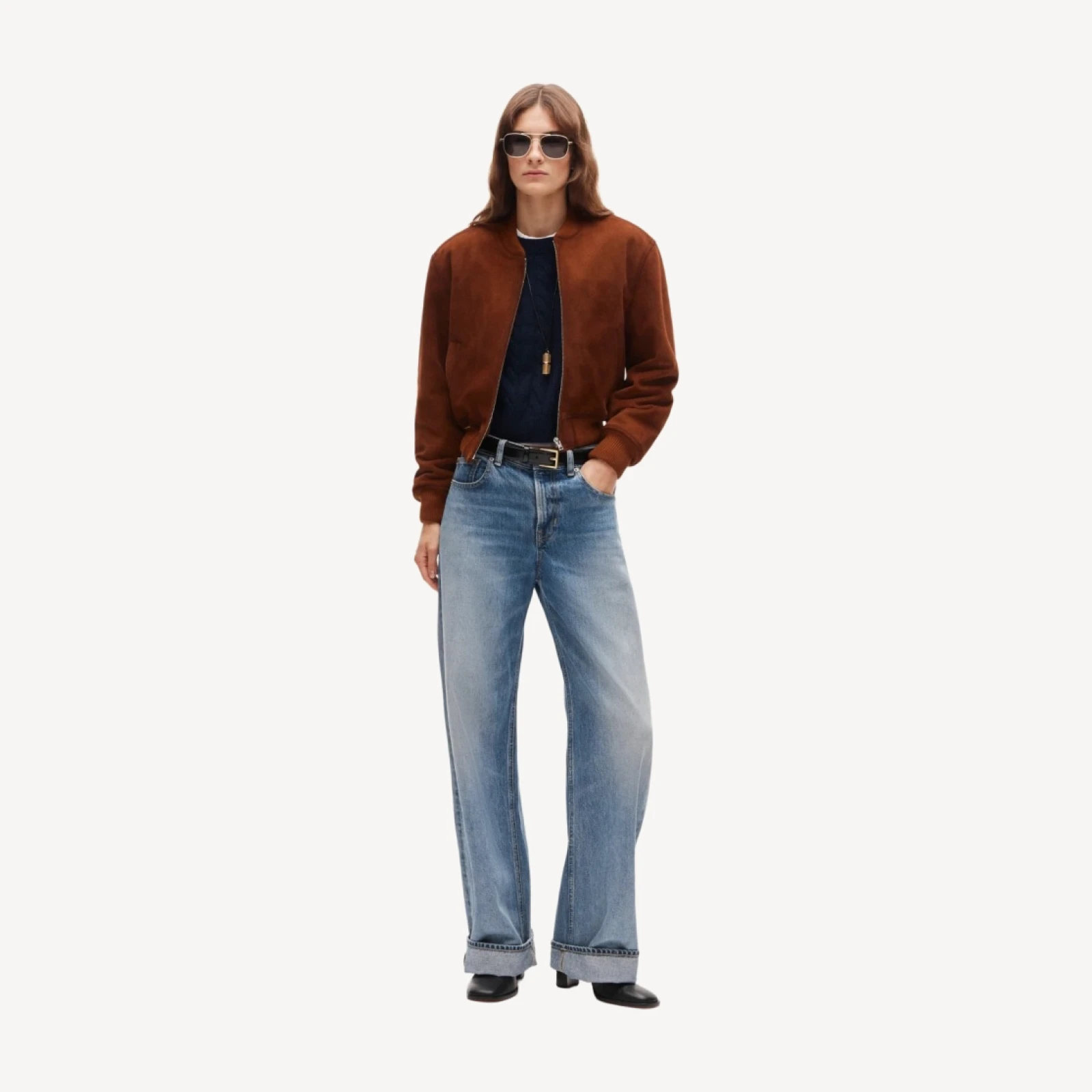 Collection suede bomber jacket