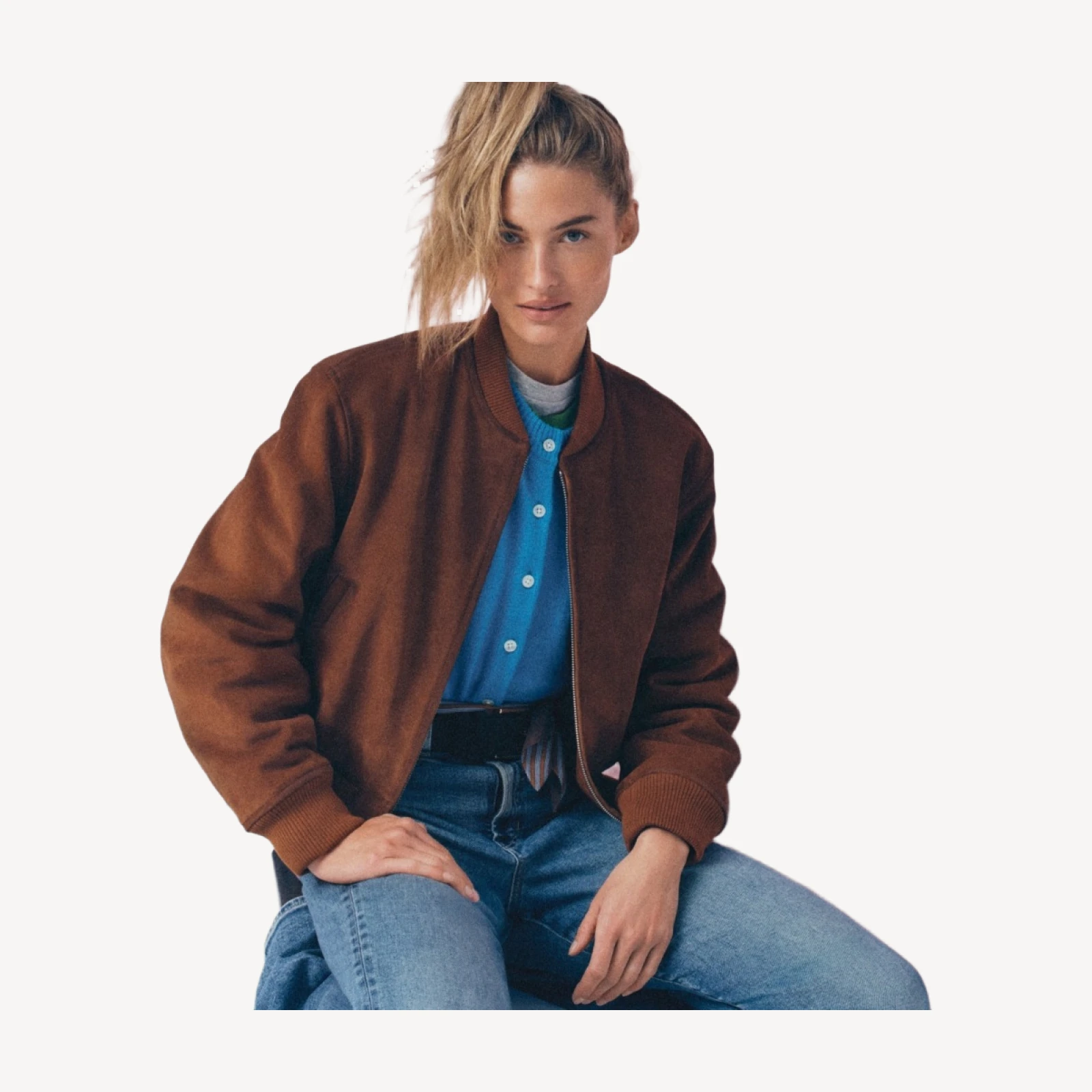 Collection suede bomber jacket