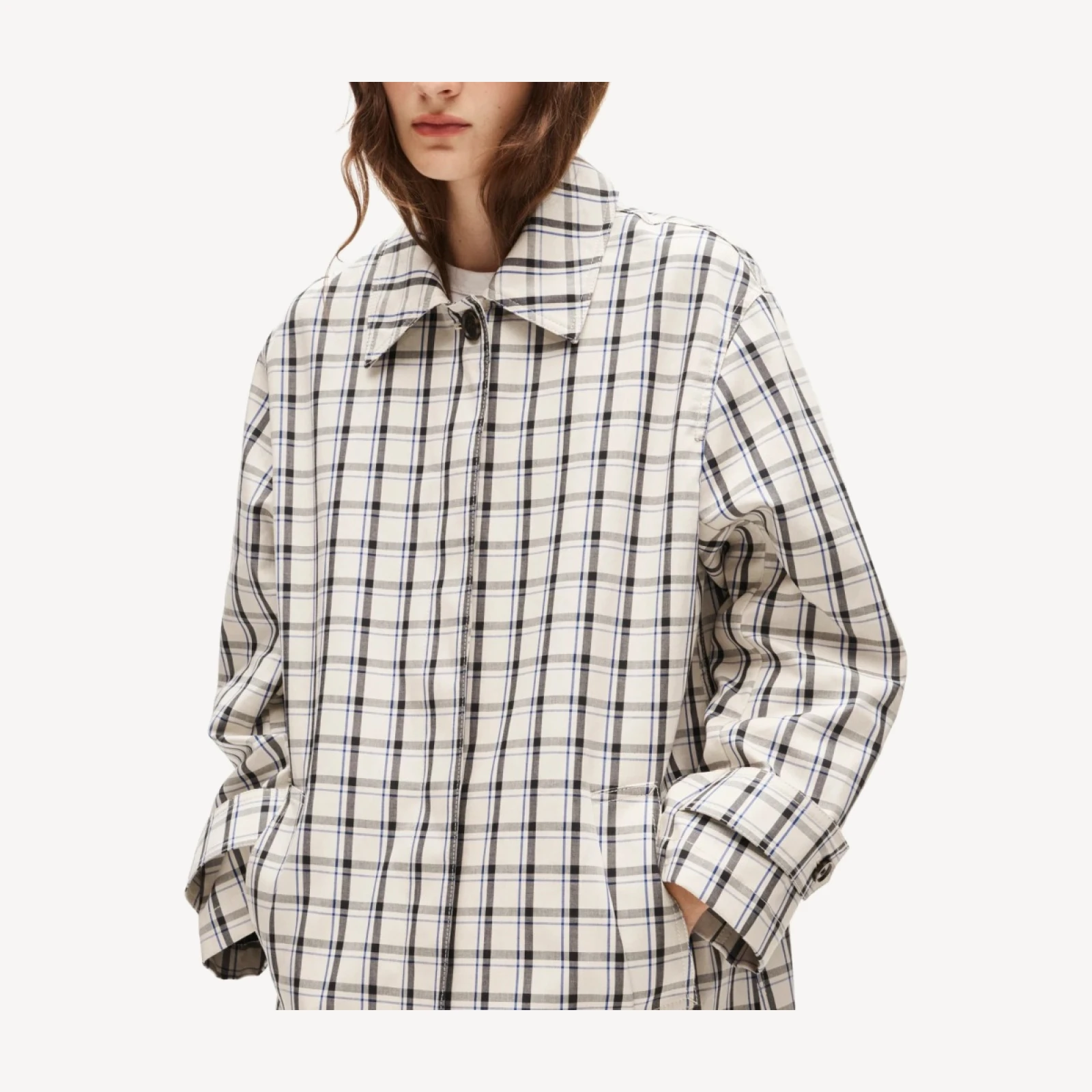 Soho car coat in plaid double-faced cotton