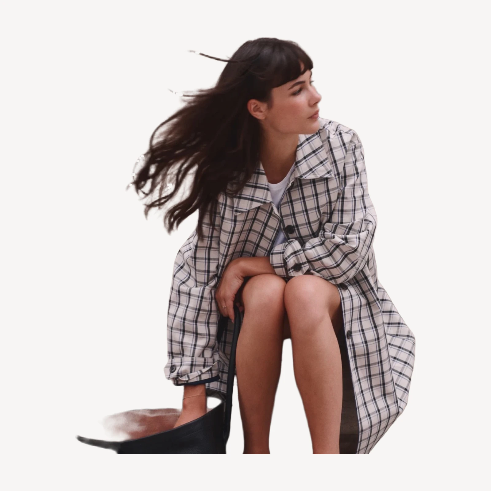 Soho car coat in plaid double-faced cotton