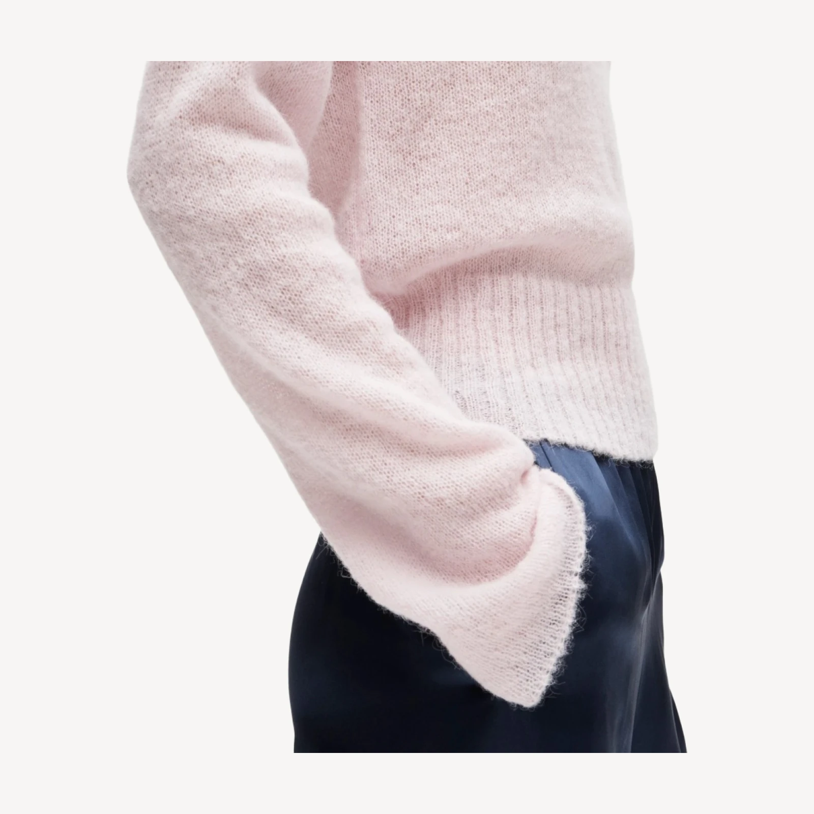 High rib pullover sweater in Italian yarn