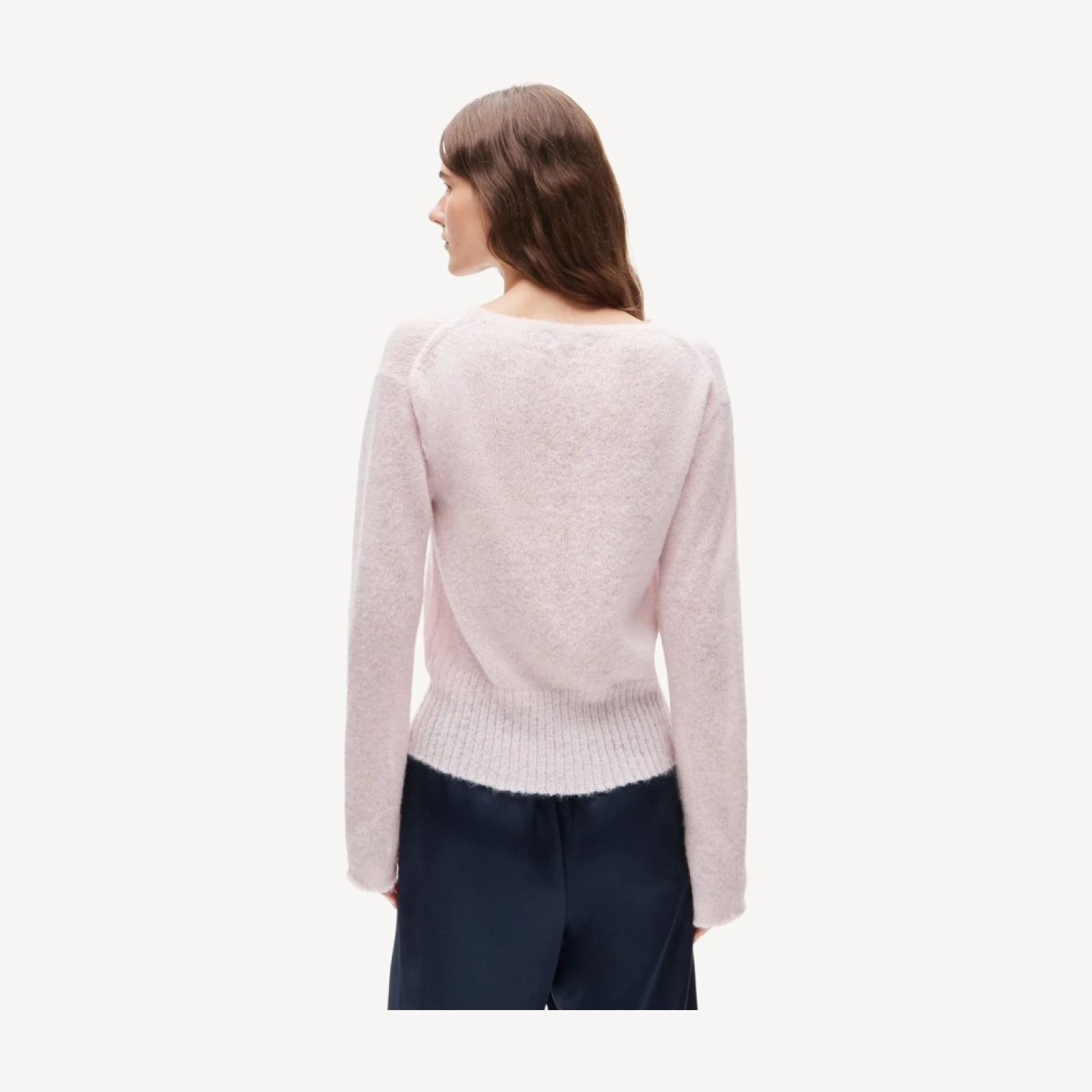 High rib pullover sweater in Italian yarn