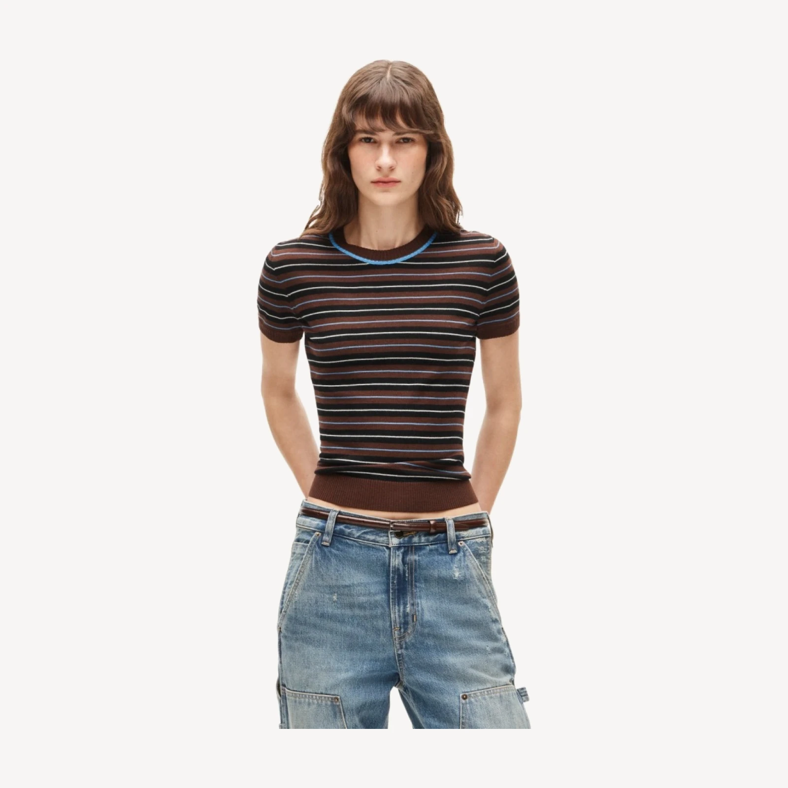 Sweater-tee in striped merino wool