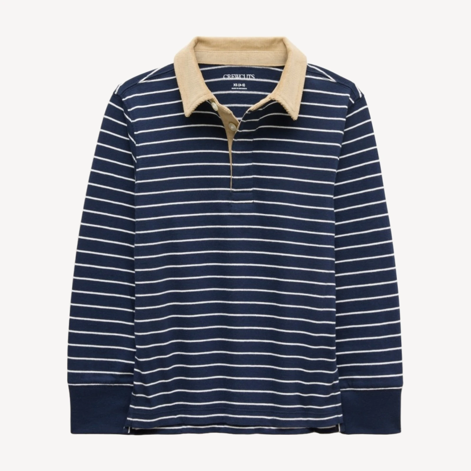 Kids' junior varsity rugby polo shirt with corduroy collar