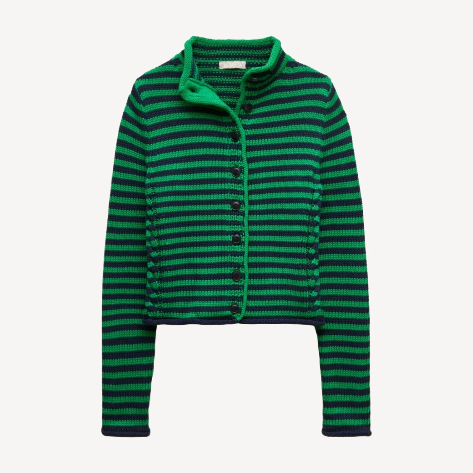 Rollneck™ reversible cardigan in stripe