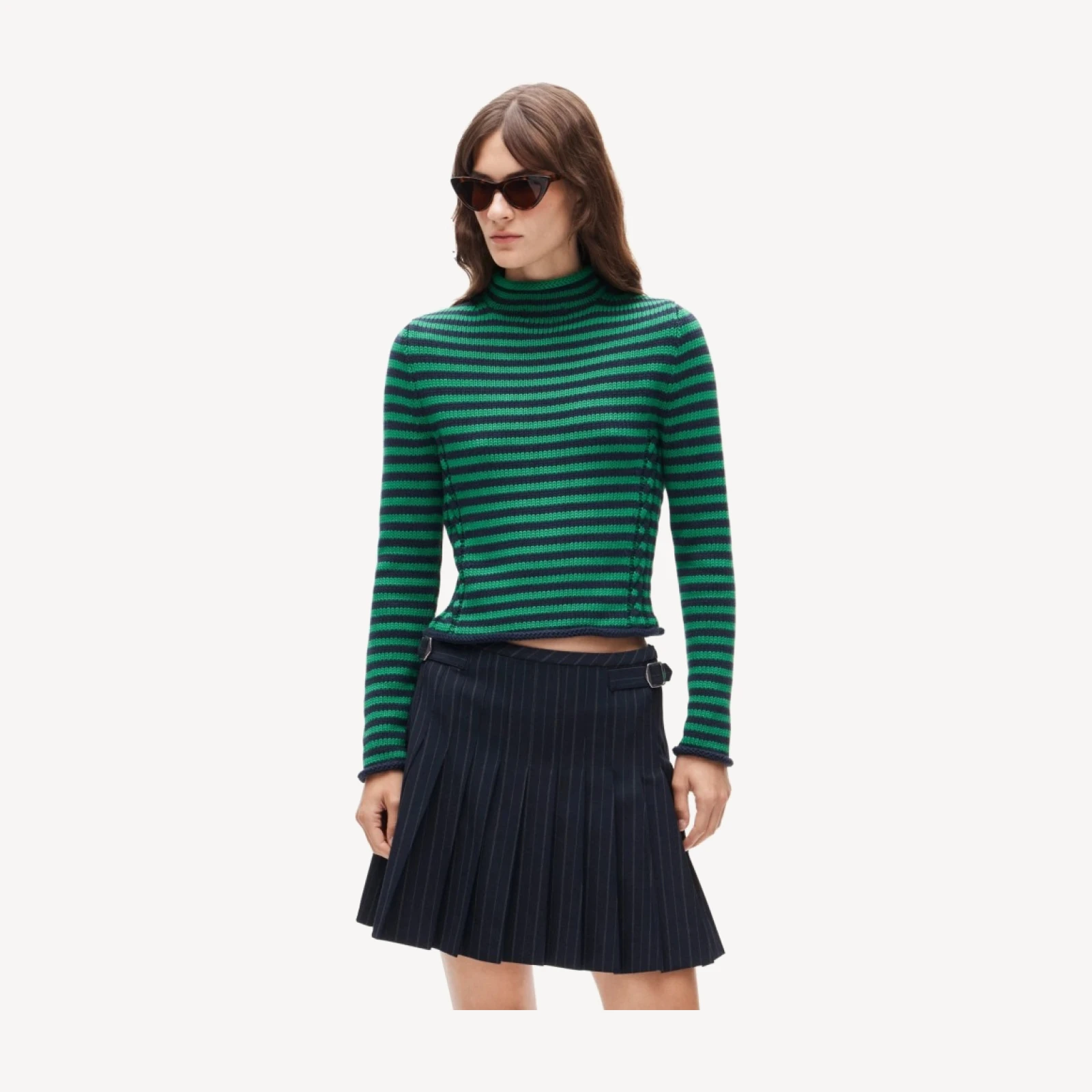 Rollneck™ reversible cardigan in stripe