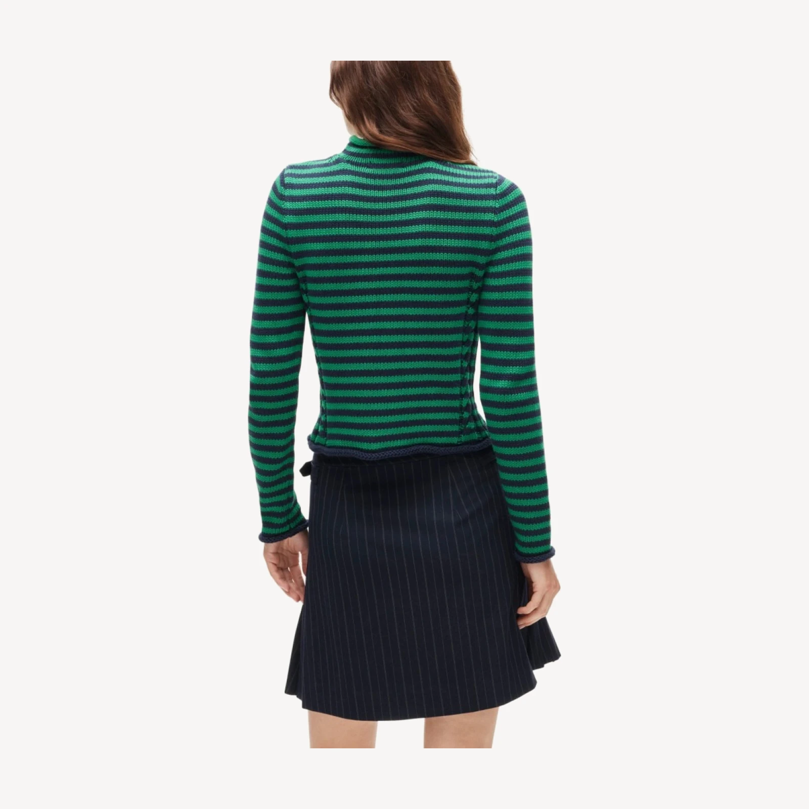 Rollneck™ reversible cardigan in stripe