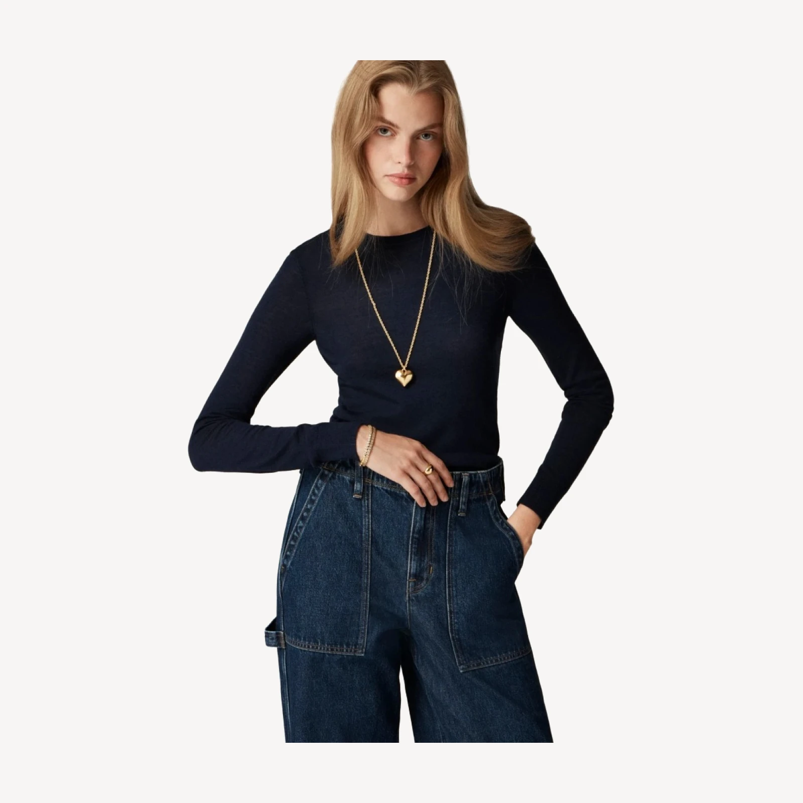 Carolyn fitted crewneck sweater in merino wool