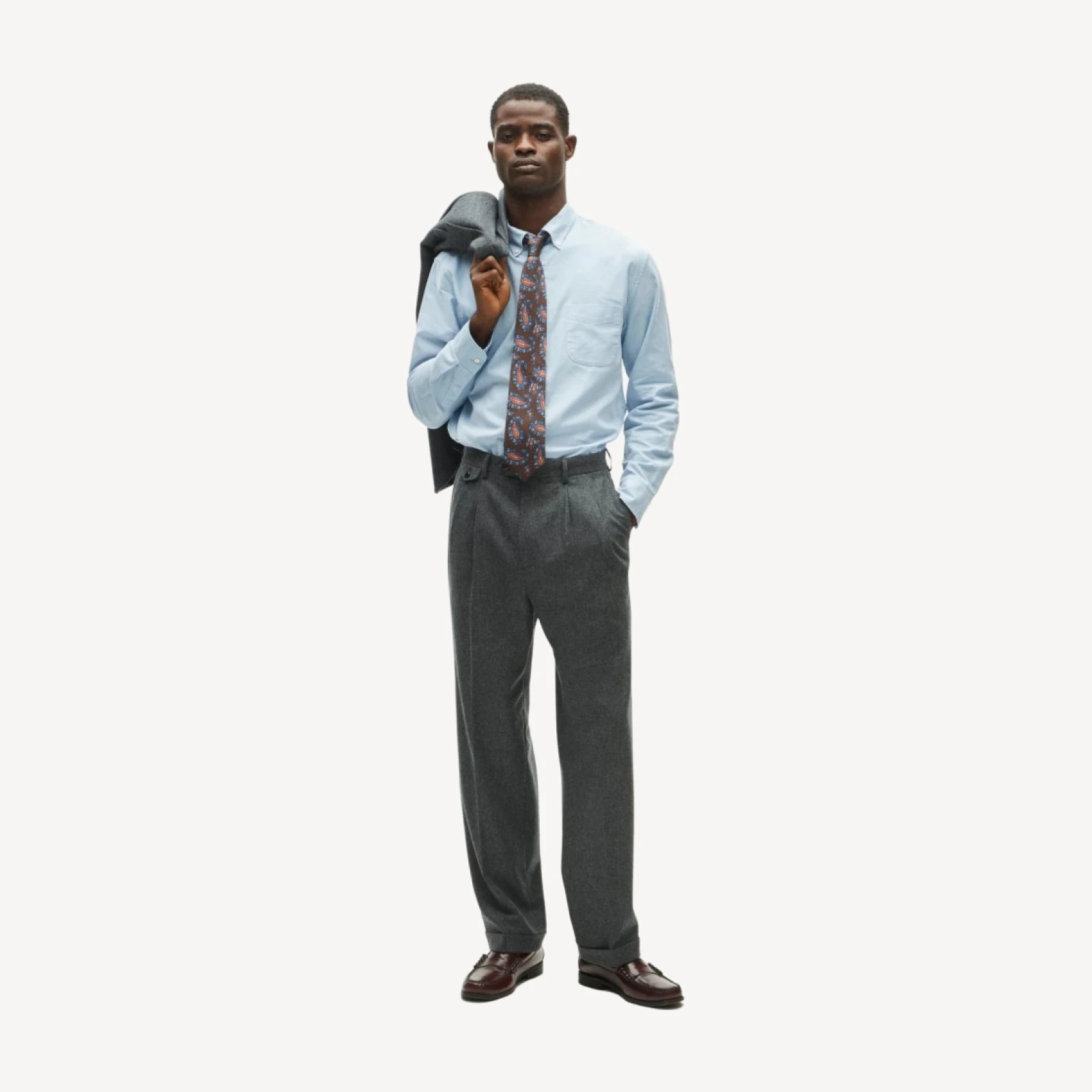 Kenmare Relaxed-fit suit pant in Italian wool flannel