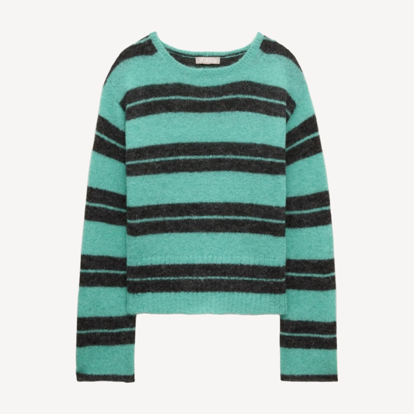 High rib pullover sweater in striped Italian yarn