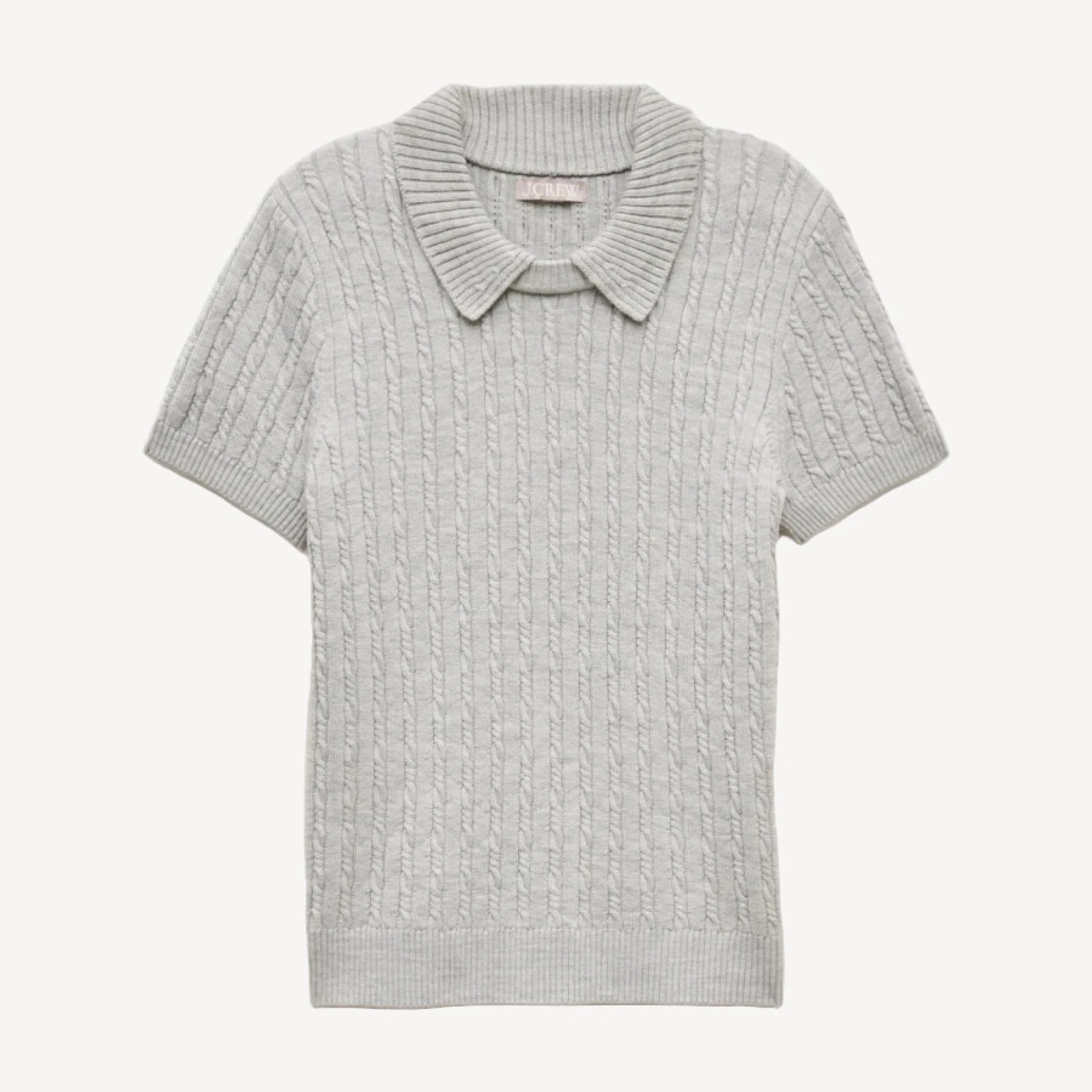Cable-knit sweater-polo in merino wool