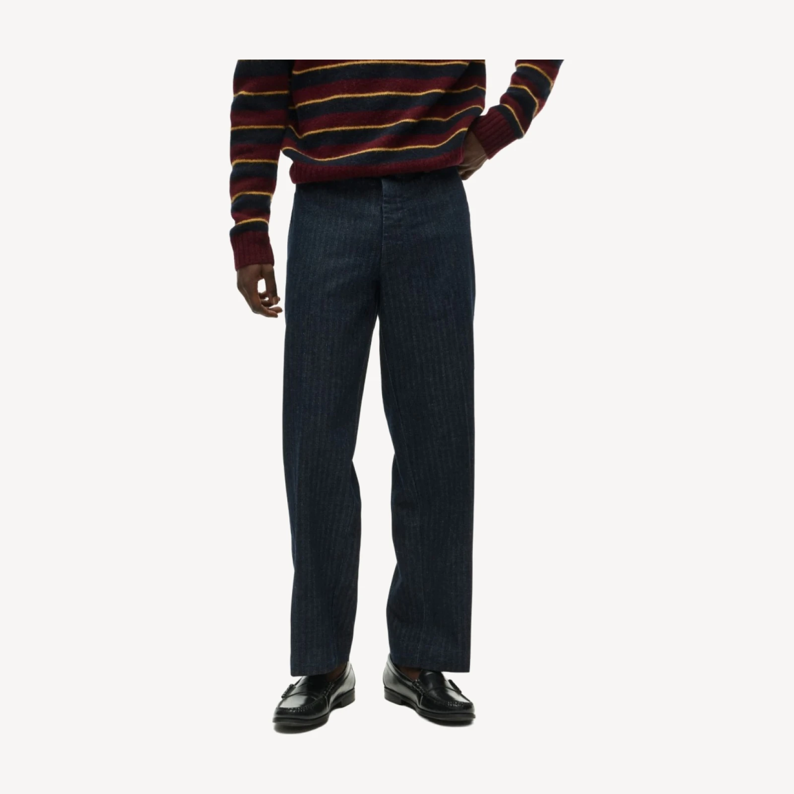 High-rise relaxed-fit creased denim trouser