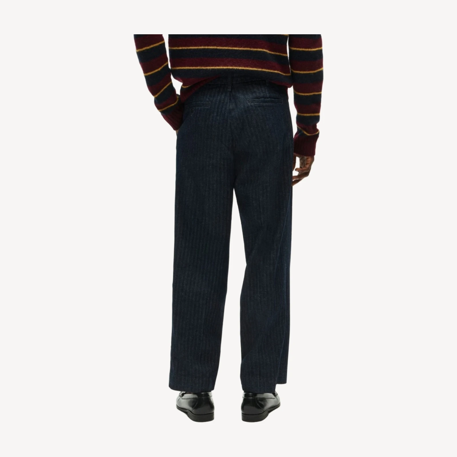 High-rise relaxed-fit creased denim trouser