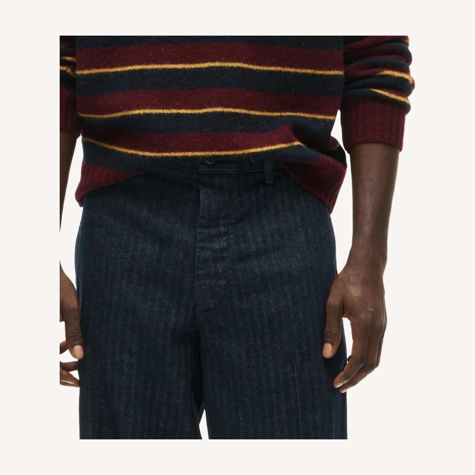 High-rise relaxed-fit creased denim trouser