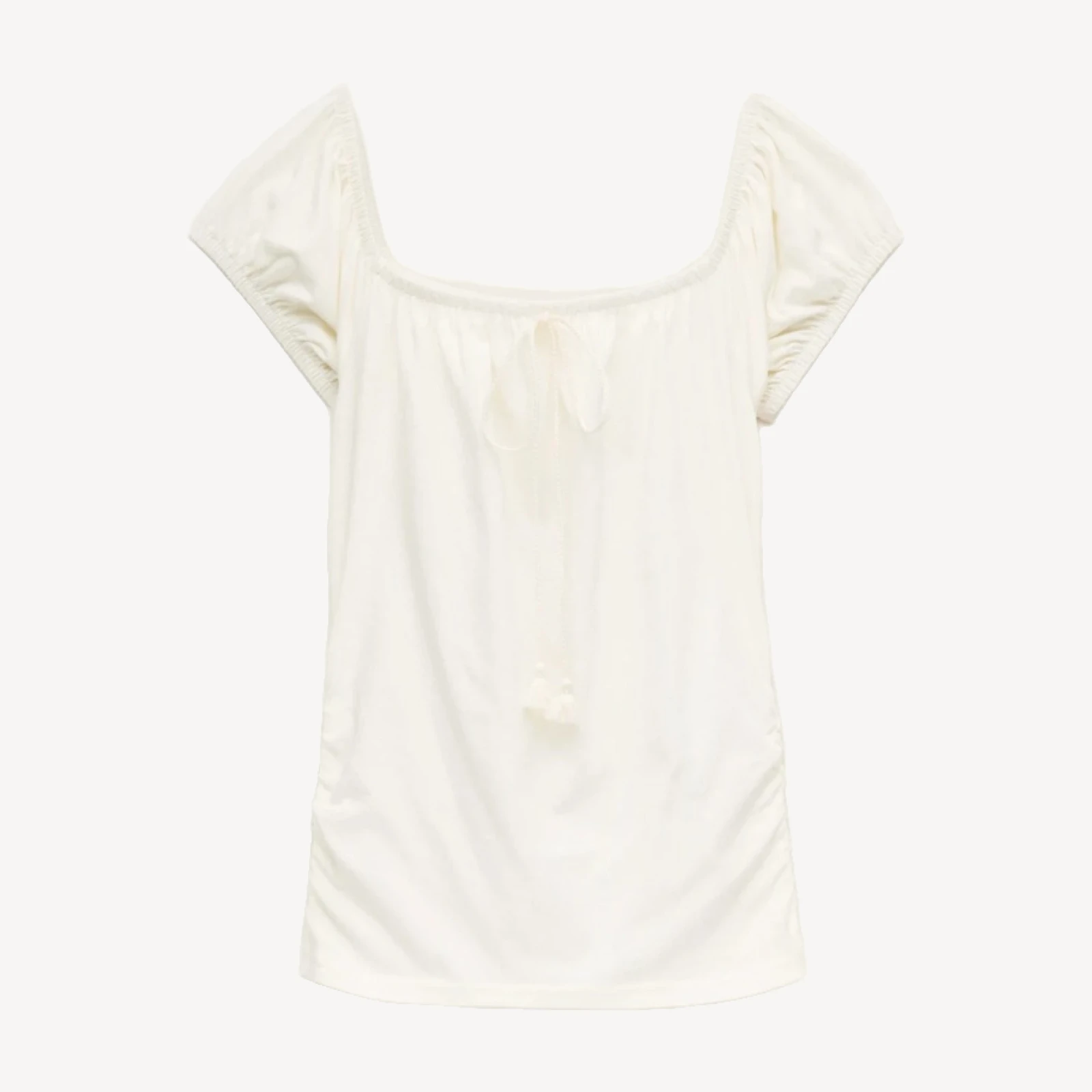 Vintage jersey ruched tie-front top
