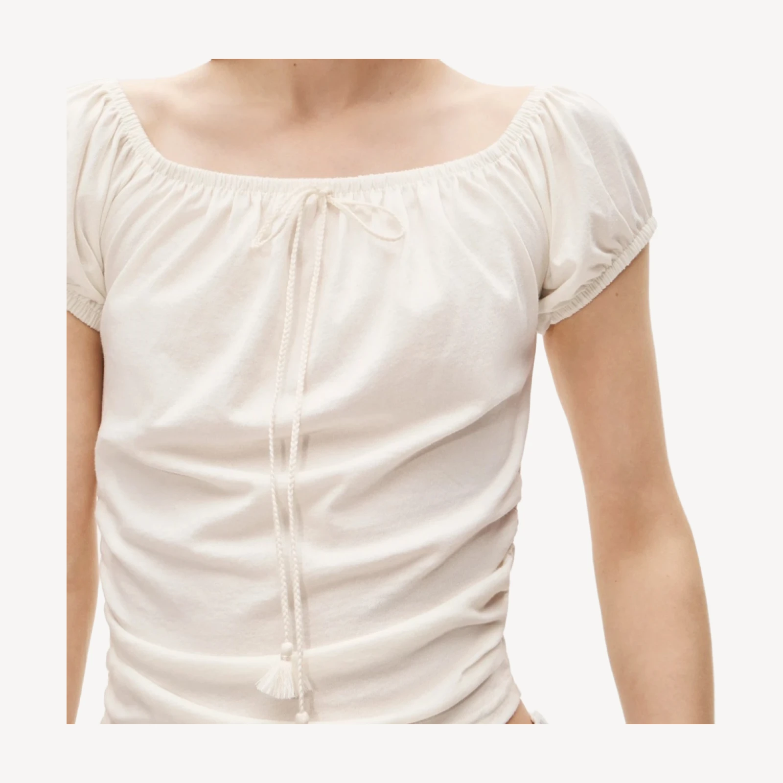 Vintage jersey ruched tie-front top