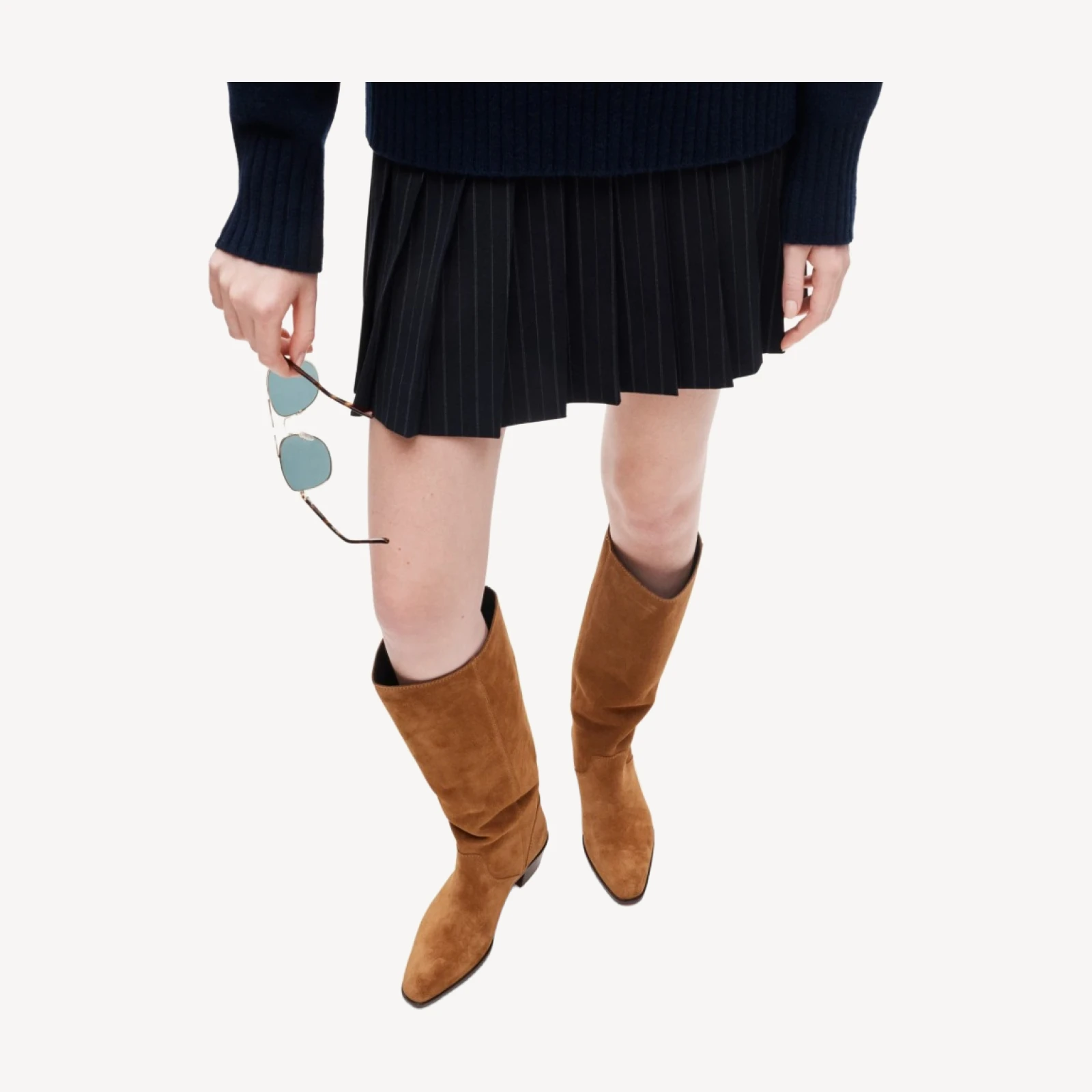 Western knee-high boots in suede