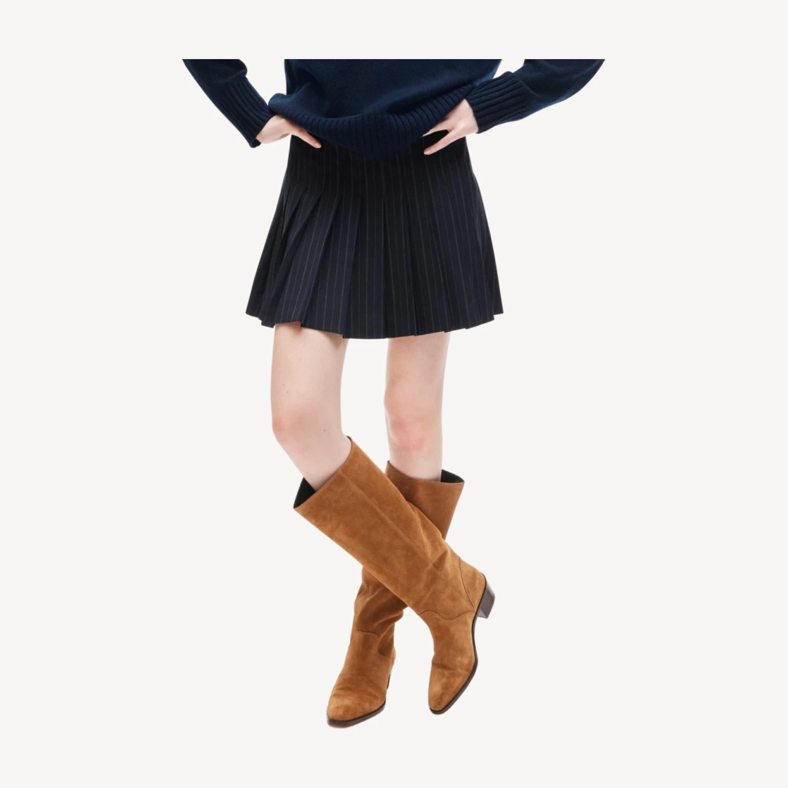 Western knee-high boots in suede