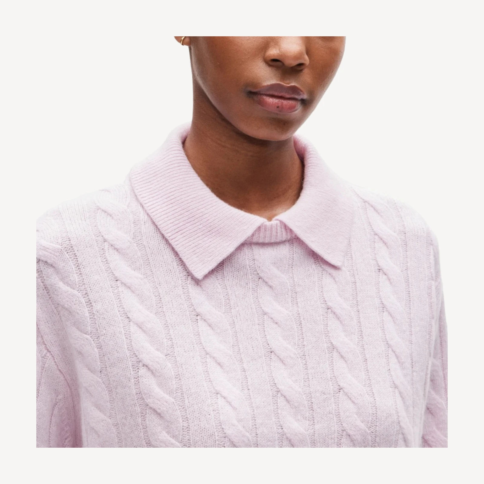 Cable-knit sweater-polo in vintage wool