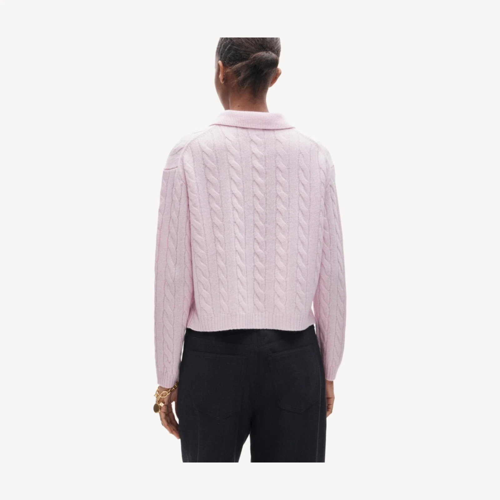 Cable-knit sweater-polo in vintage wool