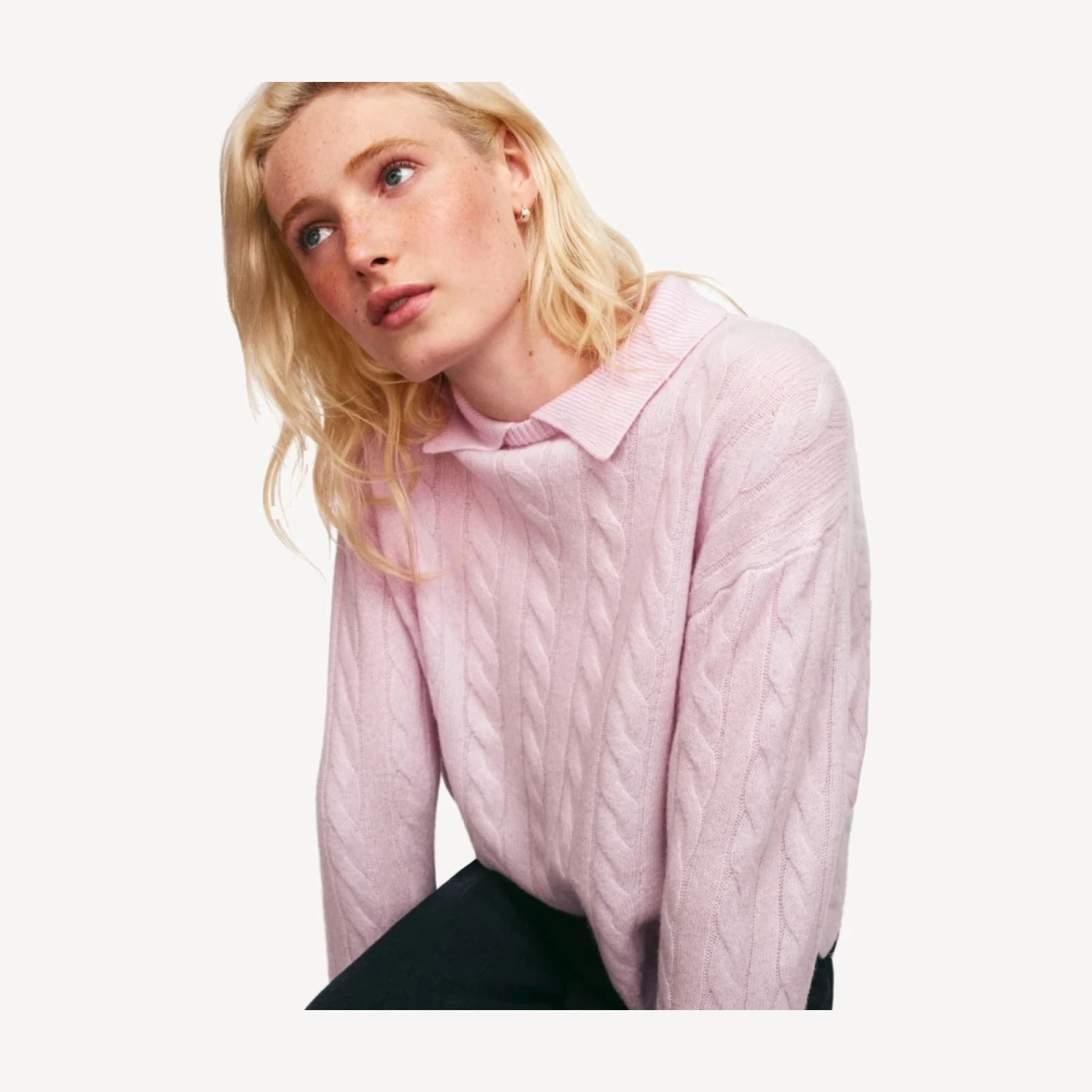Cable-knit sweater-polo in vintage wool