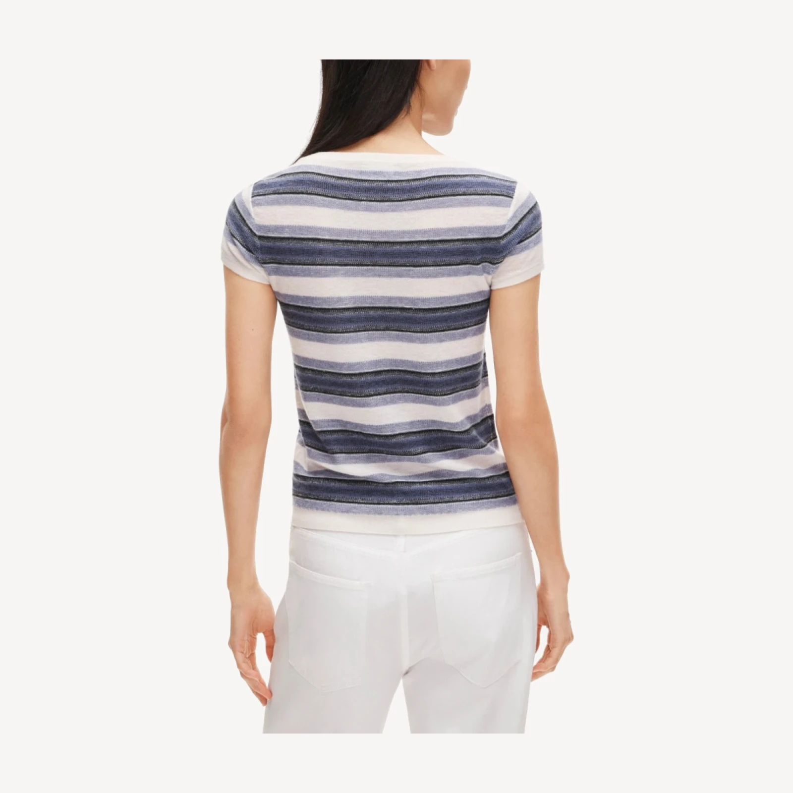 Featherweight cashmere sweater-tee in stripe