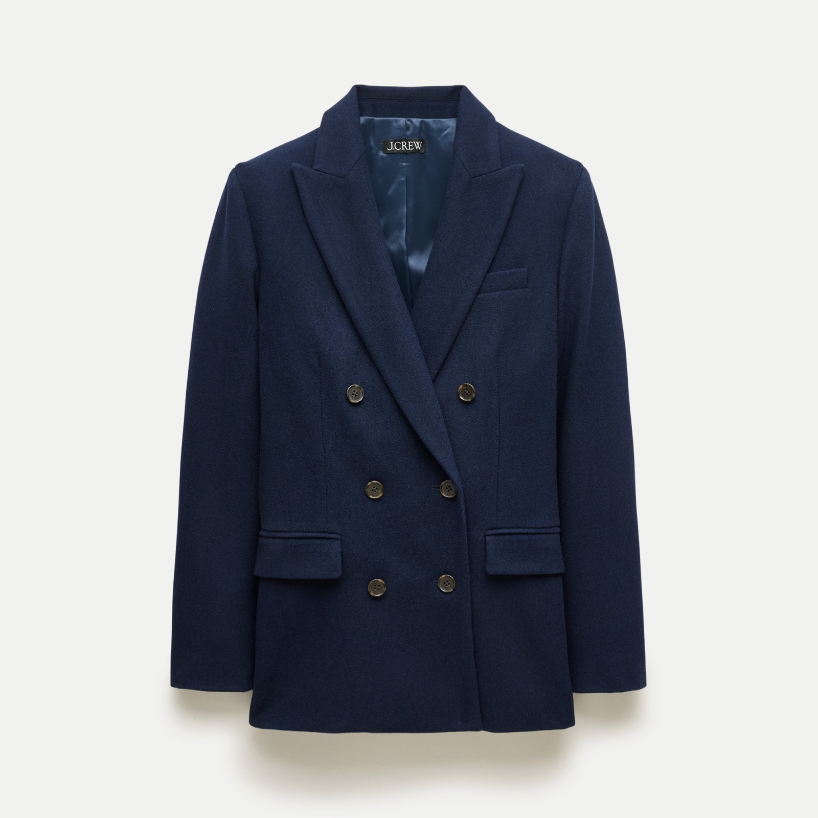 Slim-fit double-breasted blazer in wool-blend flannel