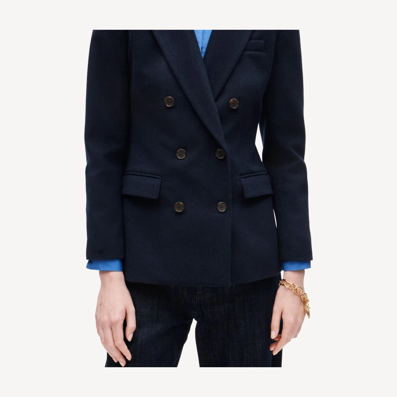 Slim-fit double-breasted blazer in wool-blend flannel
