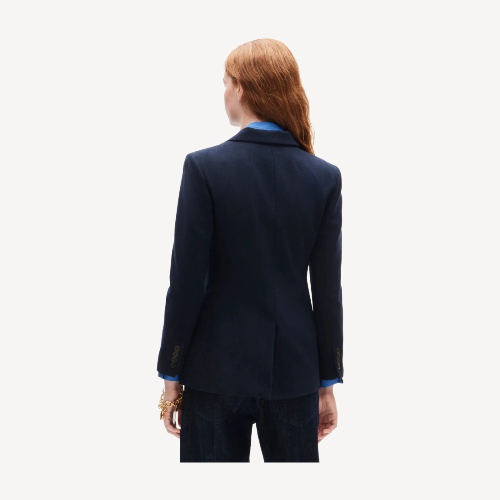 Slim-fit double-breasted blazer in wool-blend flannel